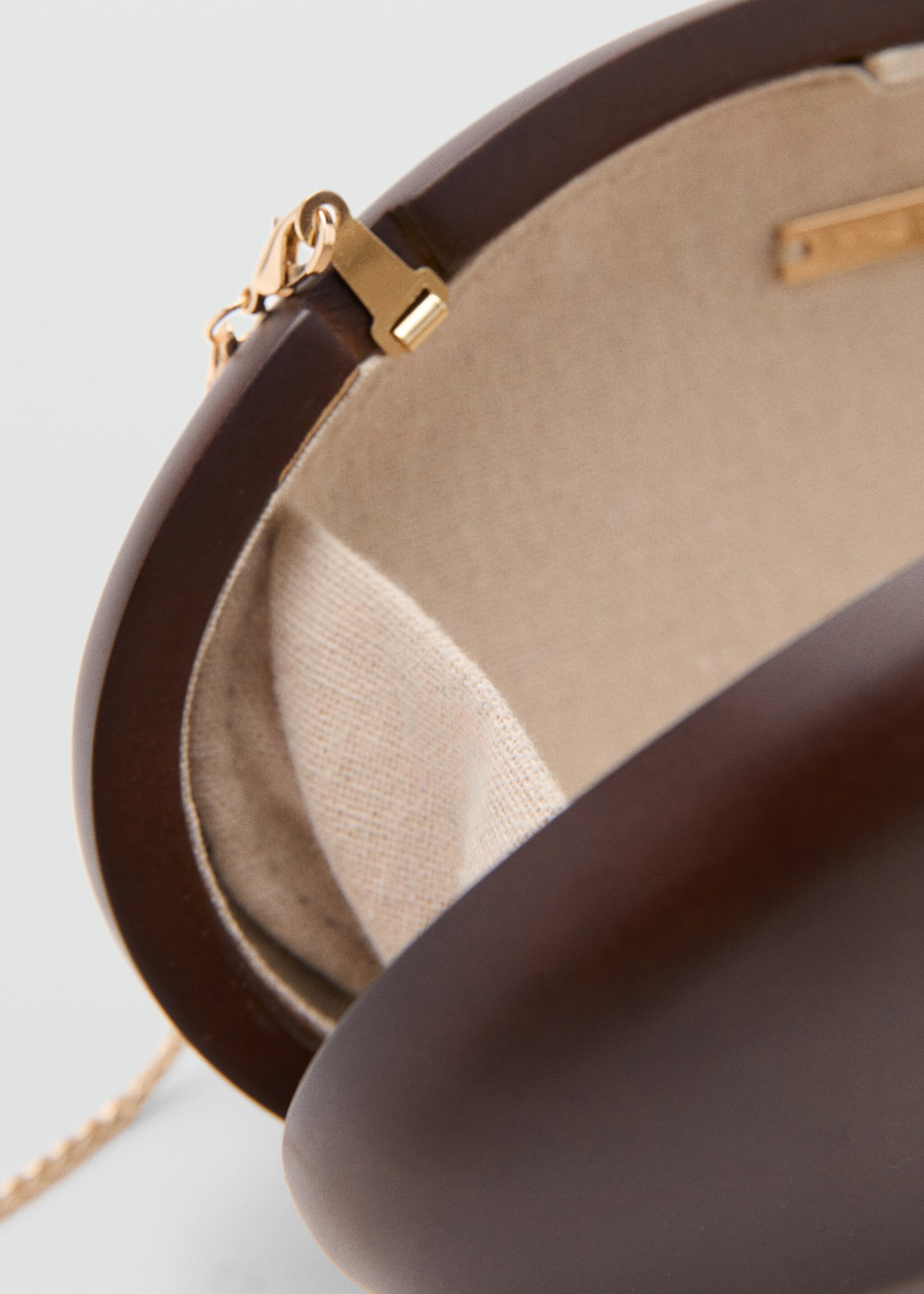 Oval clutch bag - Details of the article 2, Brown. Ref: 27007141-00.