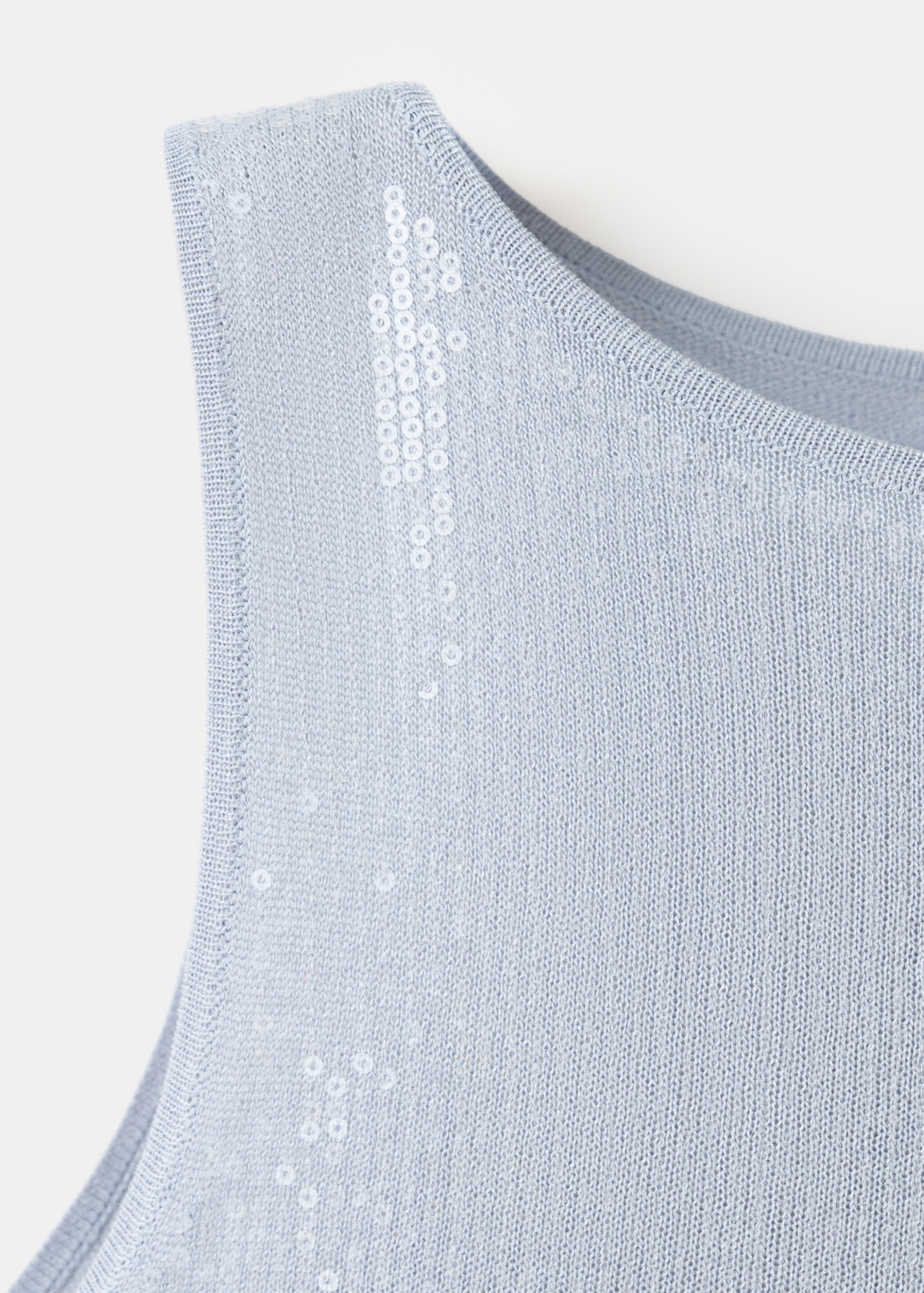 Sequins knit top - Details of the article 8, Sky Blue. Ref: 27007145-00.