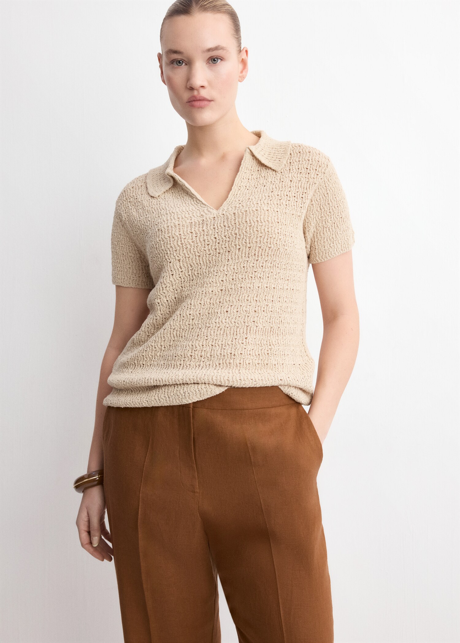 Вязаный джемпер с воротником поло - Деталь изделия 5