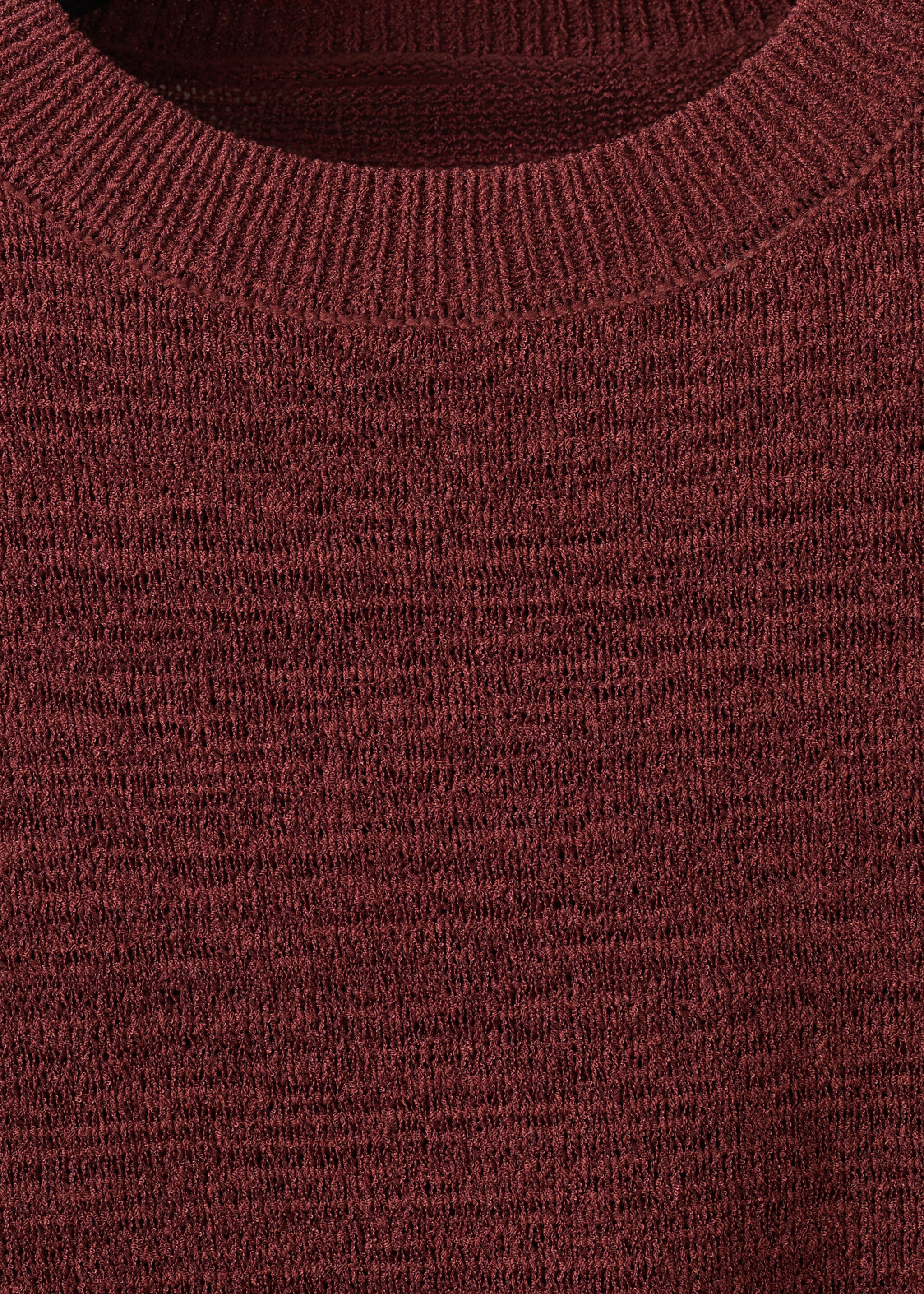Short-sleeved knitted sweater - Details of the article 8, Burnt Orange. Ref: 27007152-00.