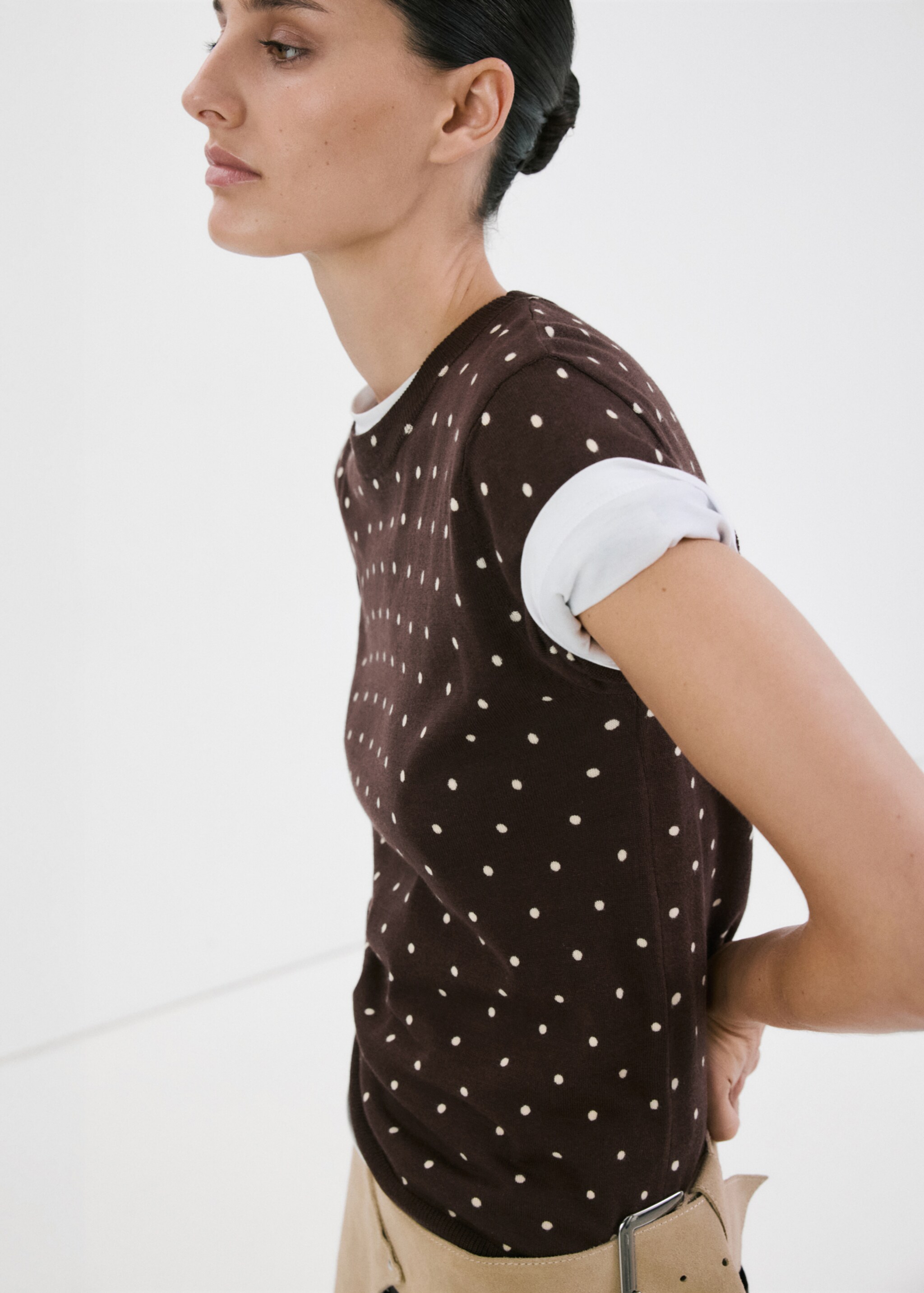 Jersey punto lunares - Plano medio, Chocolate. Ref: 27007153-00.