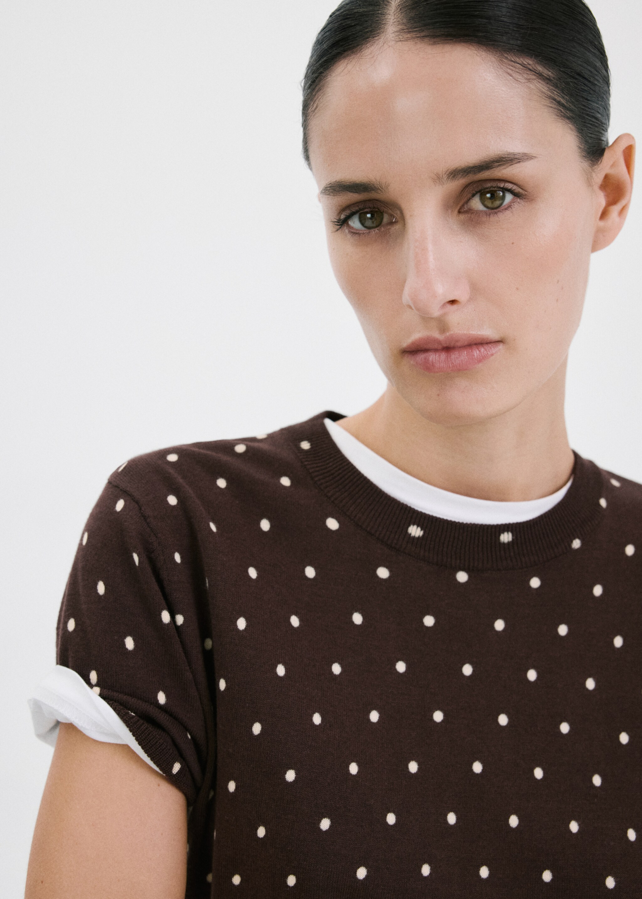 Jersey punto lunares - Detalle del artículo 1, Chocolate. Ref: 27007153-00.