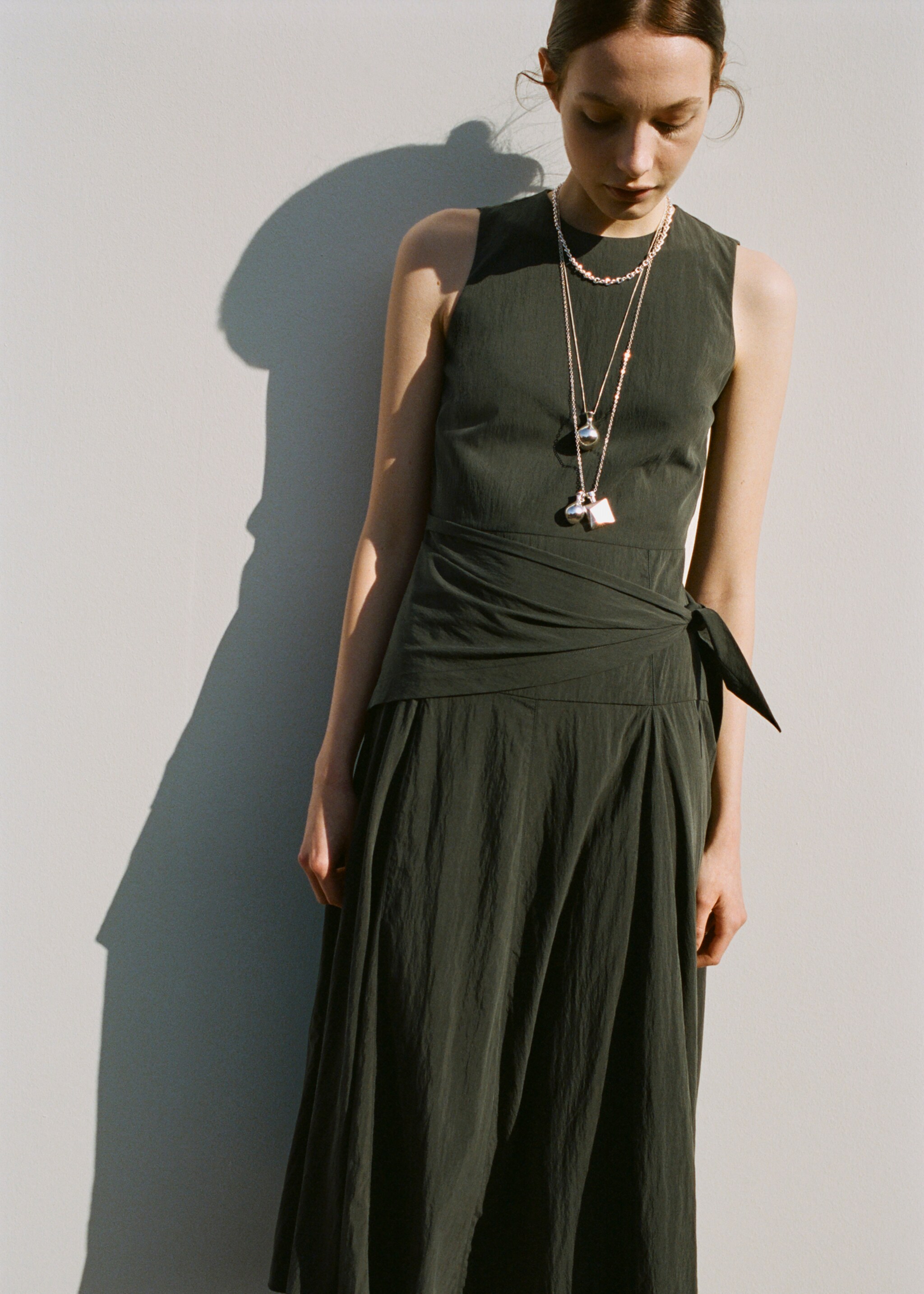 Lyocell handkerchief dress - Medium plane, Khaki. Ref: 27007161-00.