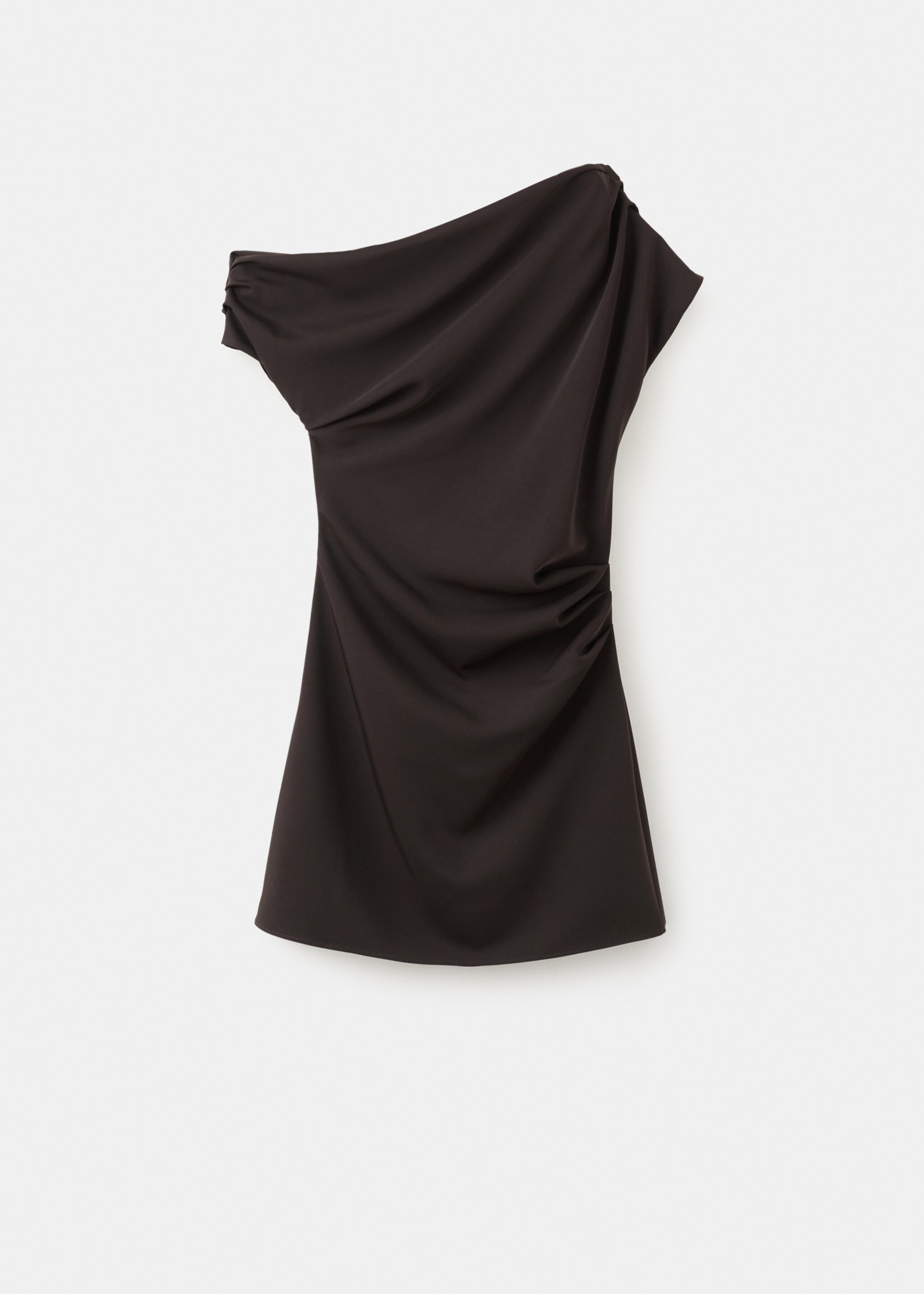 Asymmetrical pleated dress - Article without model, Brown. Ref: 27007162-00.