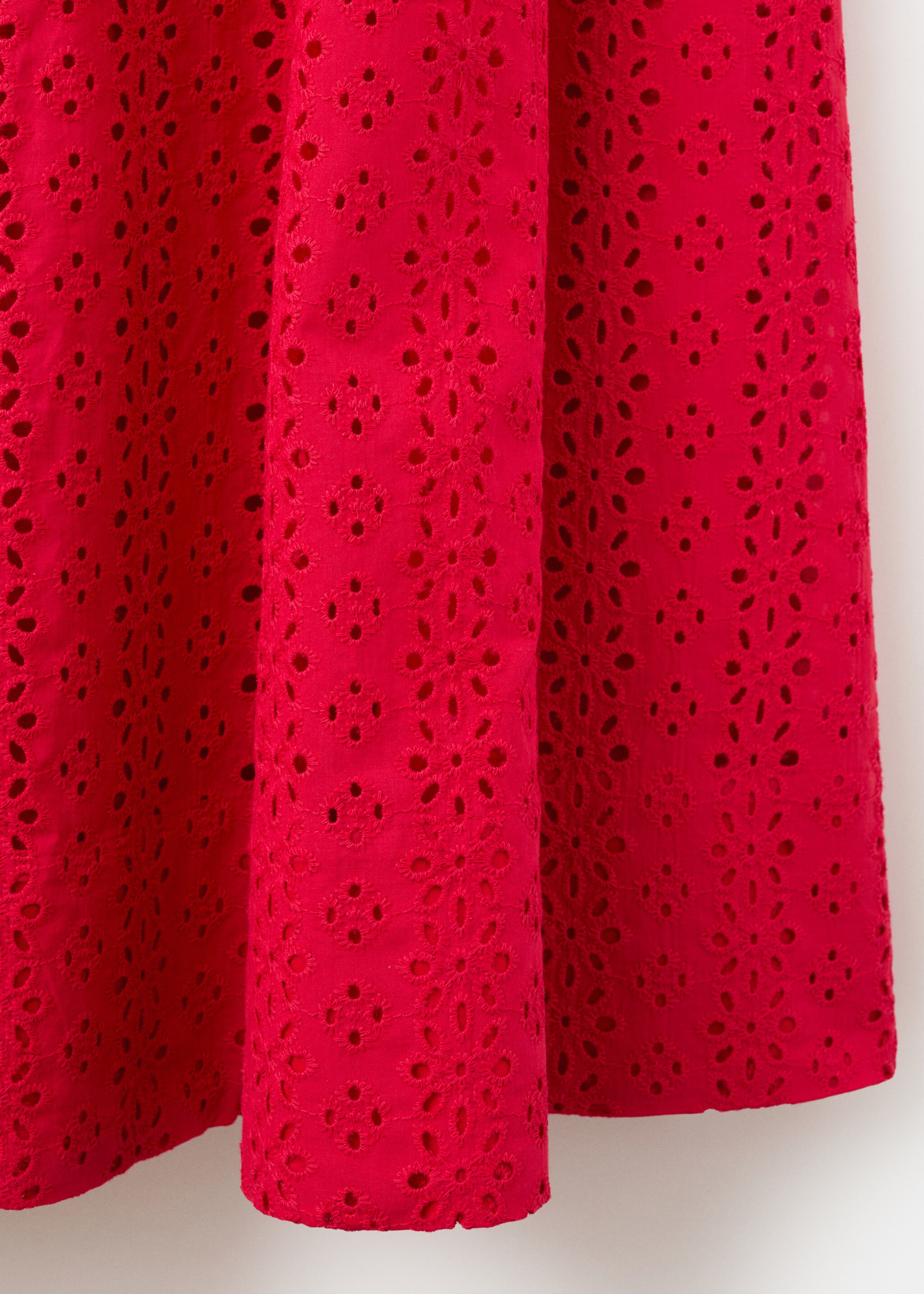 Embroidered cutwork A-line dress - Details of the article 0, Red. Ref: 27007163-00.