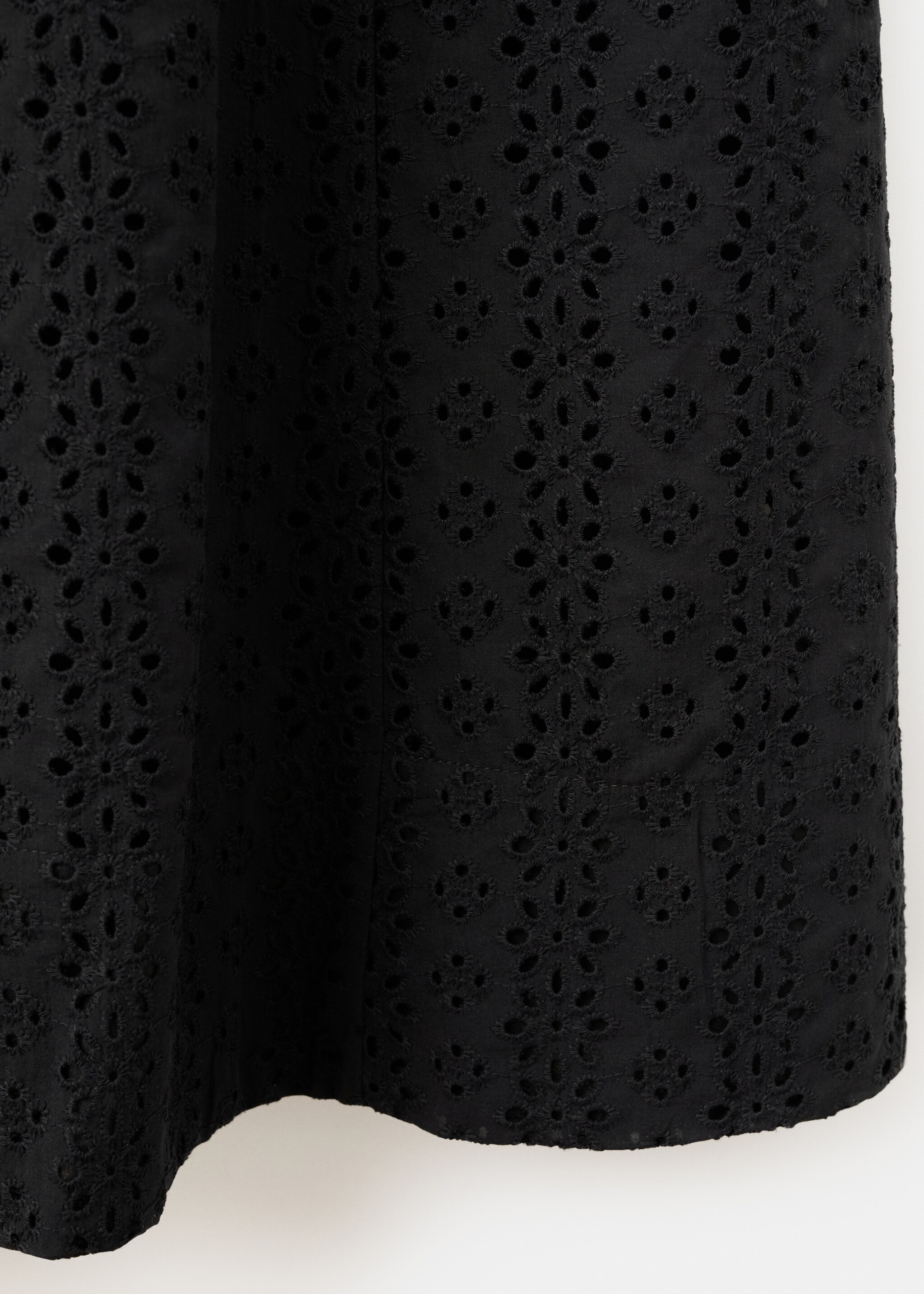 Embroidered cutwork A-line dress - Details of the article 0, Black. Ref: 27007163-00.