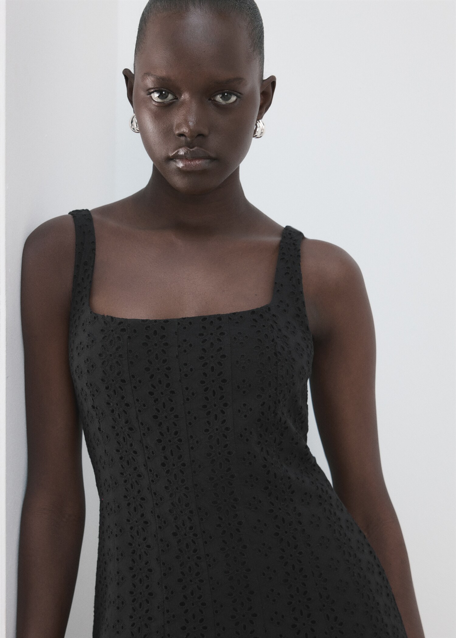 Embroidered cutwork A-line dress - Details of the article 1