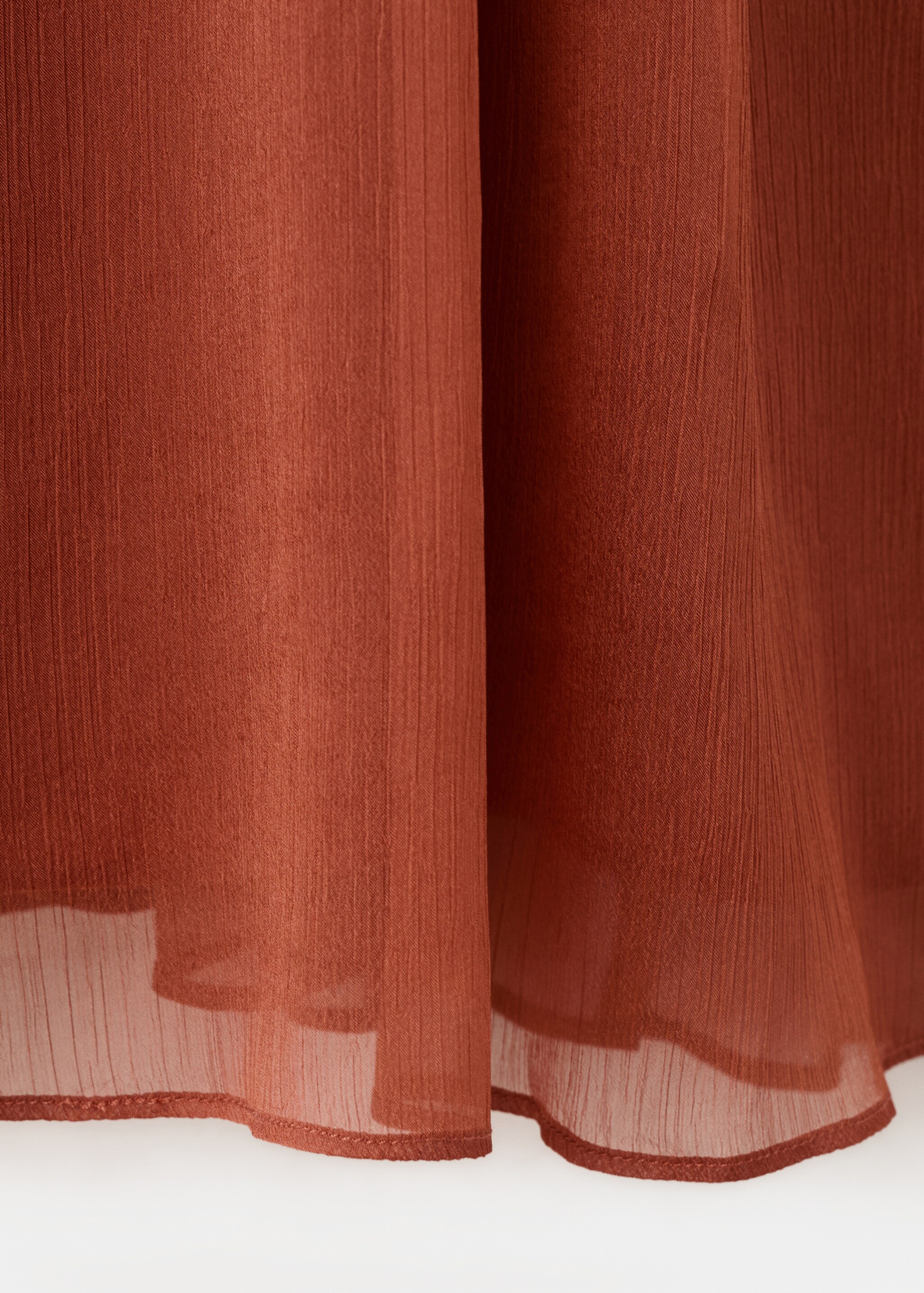 Long ruffled dress - Details of the article 0, Burnt Orange. Ref: 27007167-00.