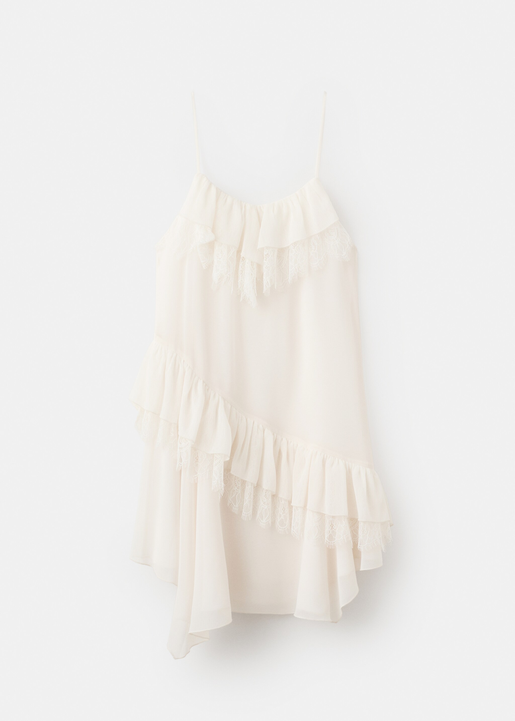 Lace ruffle dress - Article without model, Ecru. Ref: 27007169-00.