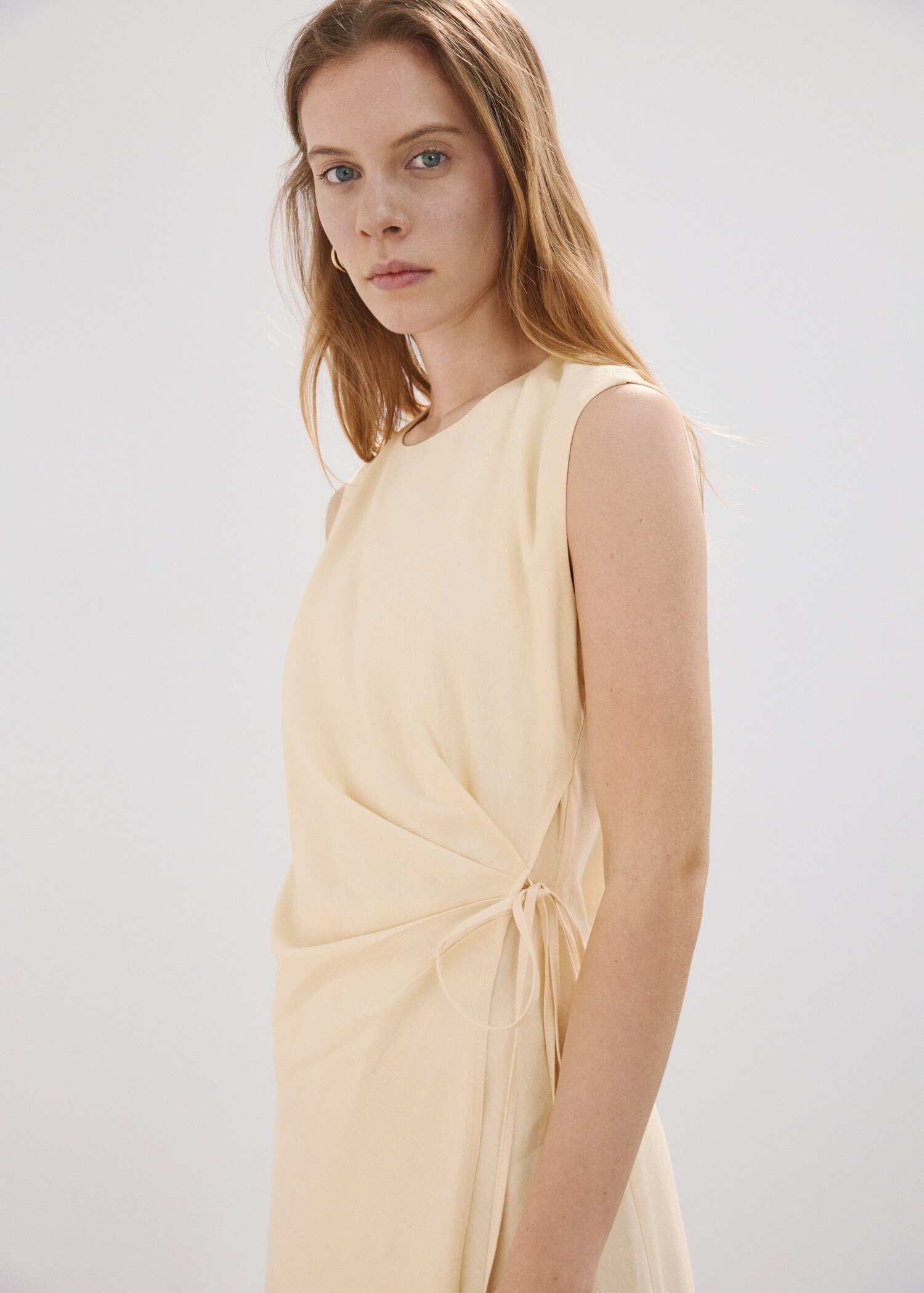 Wrap midi-dress with knot - Medium plane