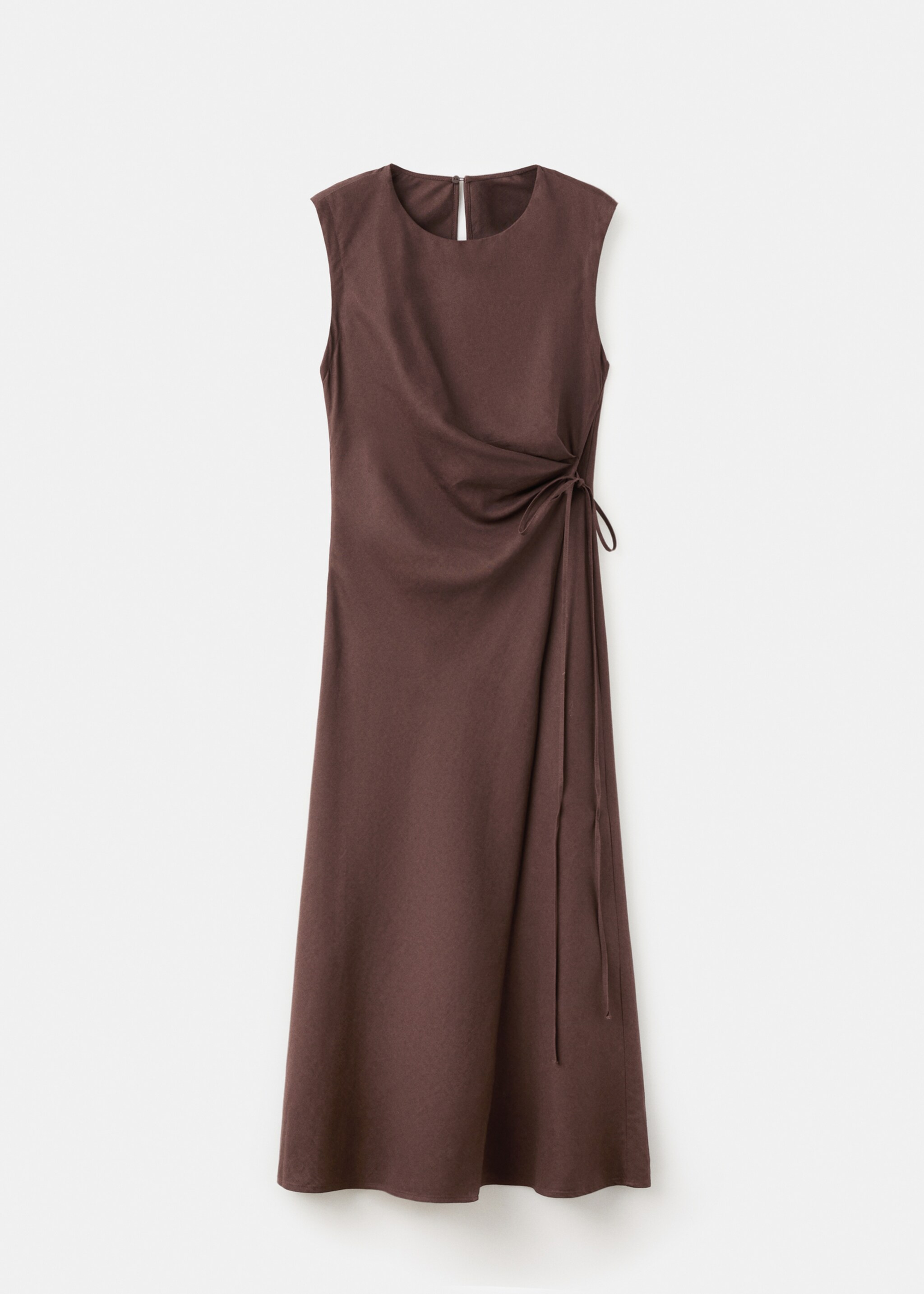Wrap midi-dress with knot - Article without model, Chocolate. Ref: 27007171-00.