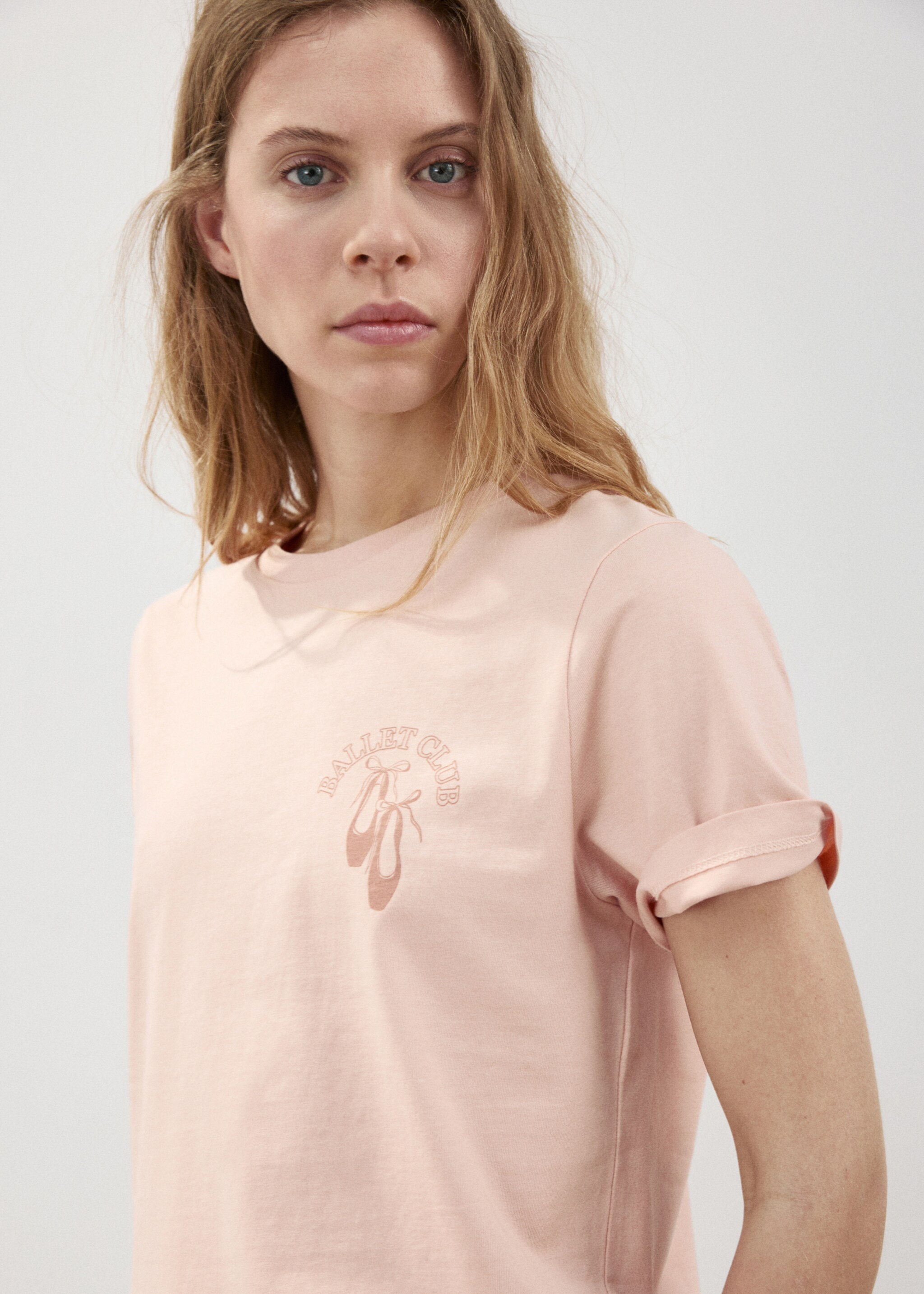 Short-sleeved printed t-shirt - Medium plane, Pastel Pink. Ref: 27007806-00.