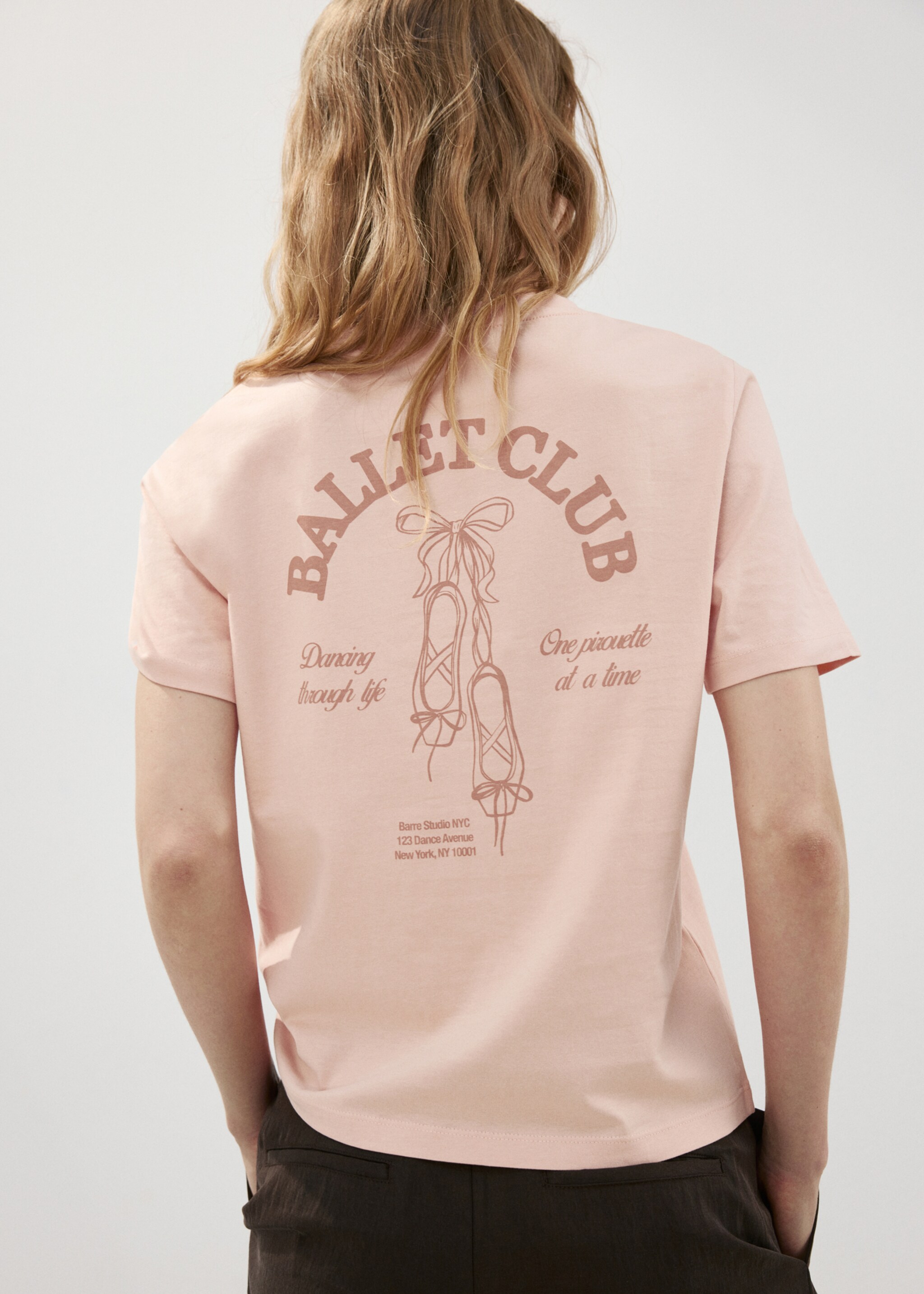 Short-sleeved printed t-shirt - Reverse of the article, Pastel Pink. Ref: 27007806-00.