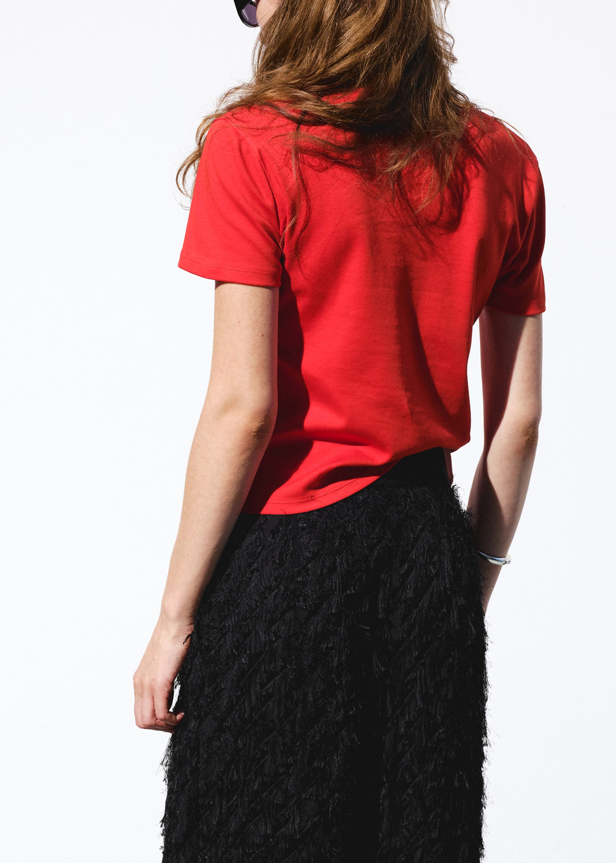 Short-sleeved cotton t-shirt - Reverse of the article, Red. Ref: 27007809-00.