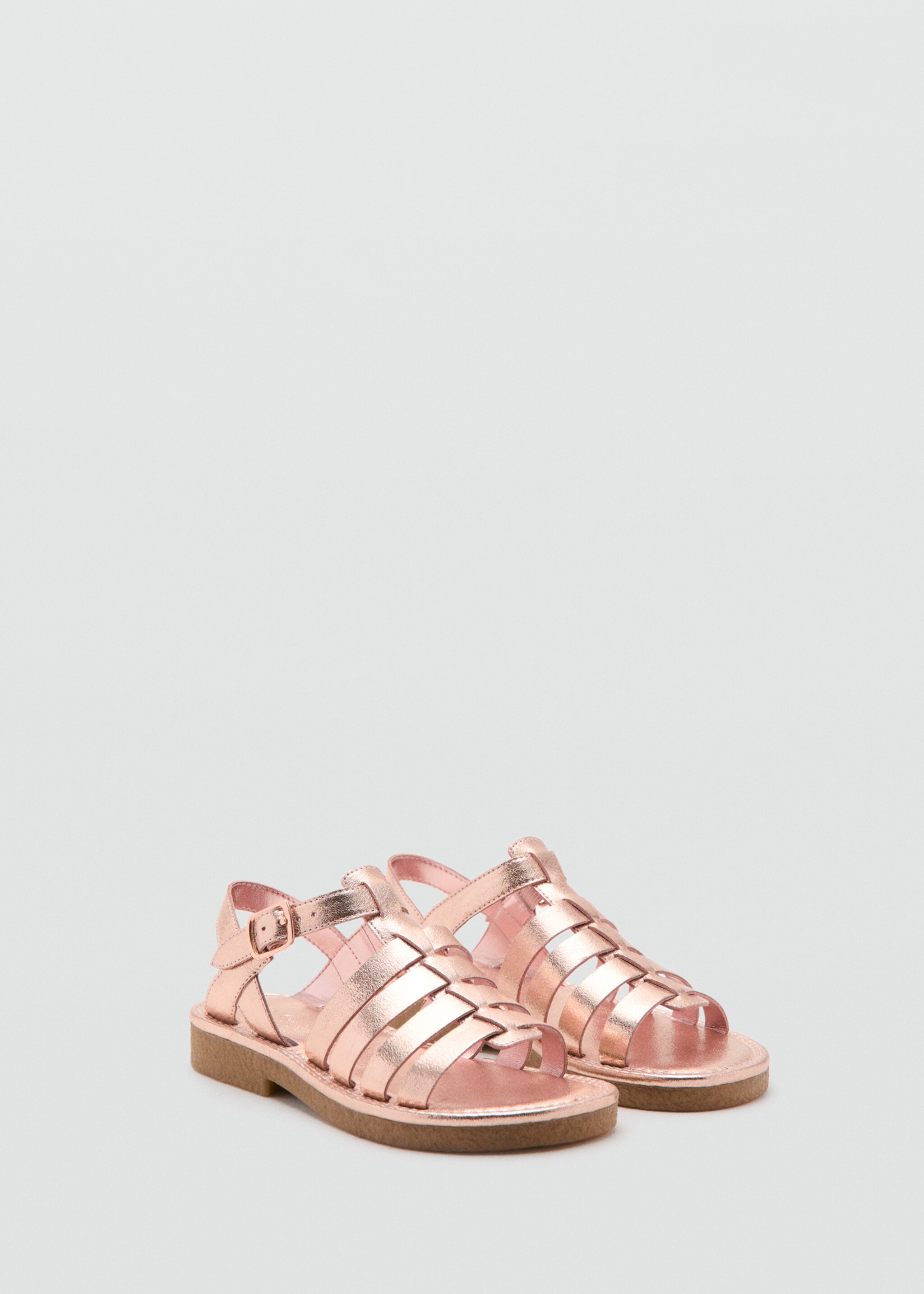 Metallic strappy sandals - Medium plane, Pale Pink. Ref: 27007898-00.