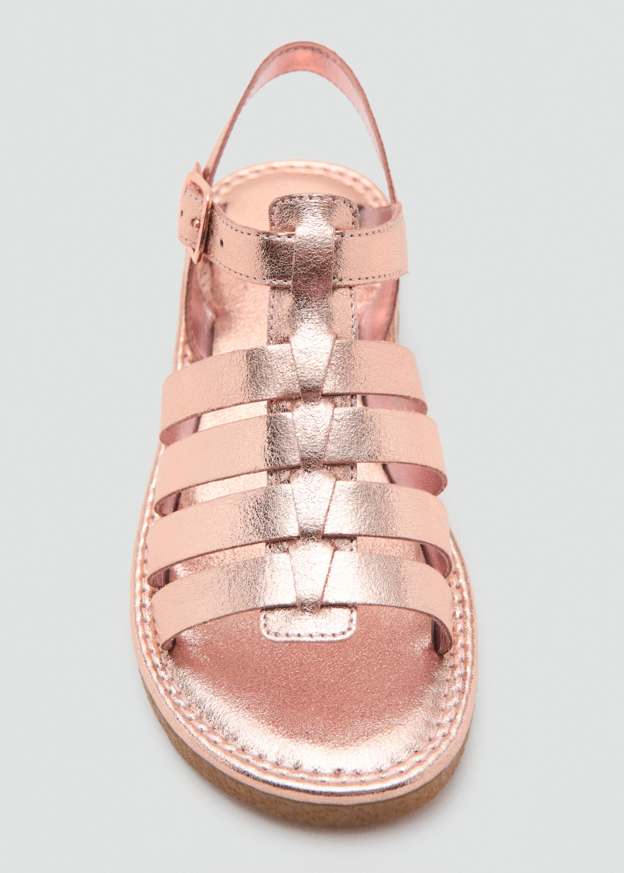 Metallic strappy sandals - Details of the article 2, Pale Pink. Ref: 27007898-00.