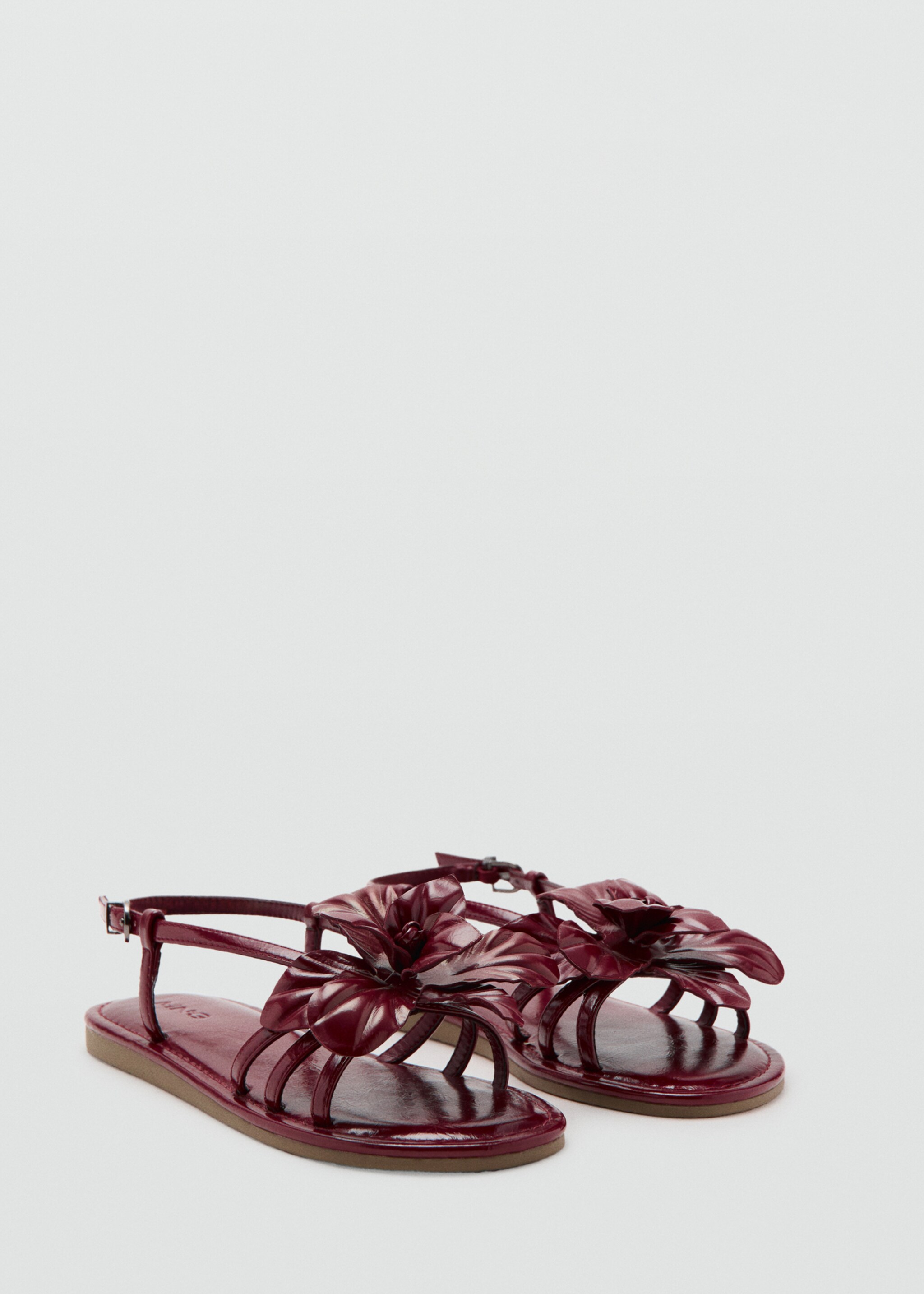 Embossed flower sandal - Medium plane, Burgundy. Ref: 27007899-00.