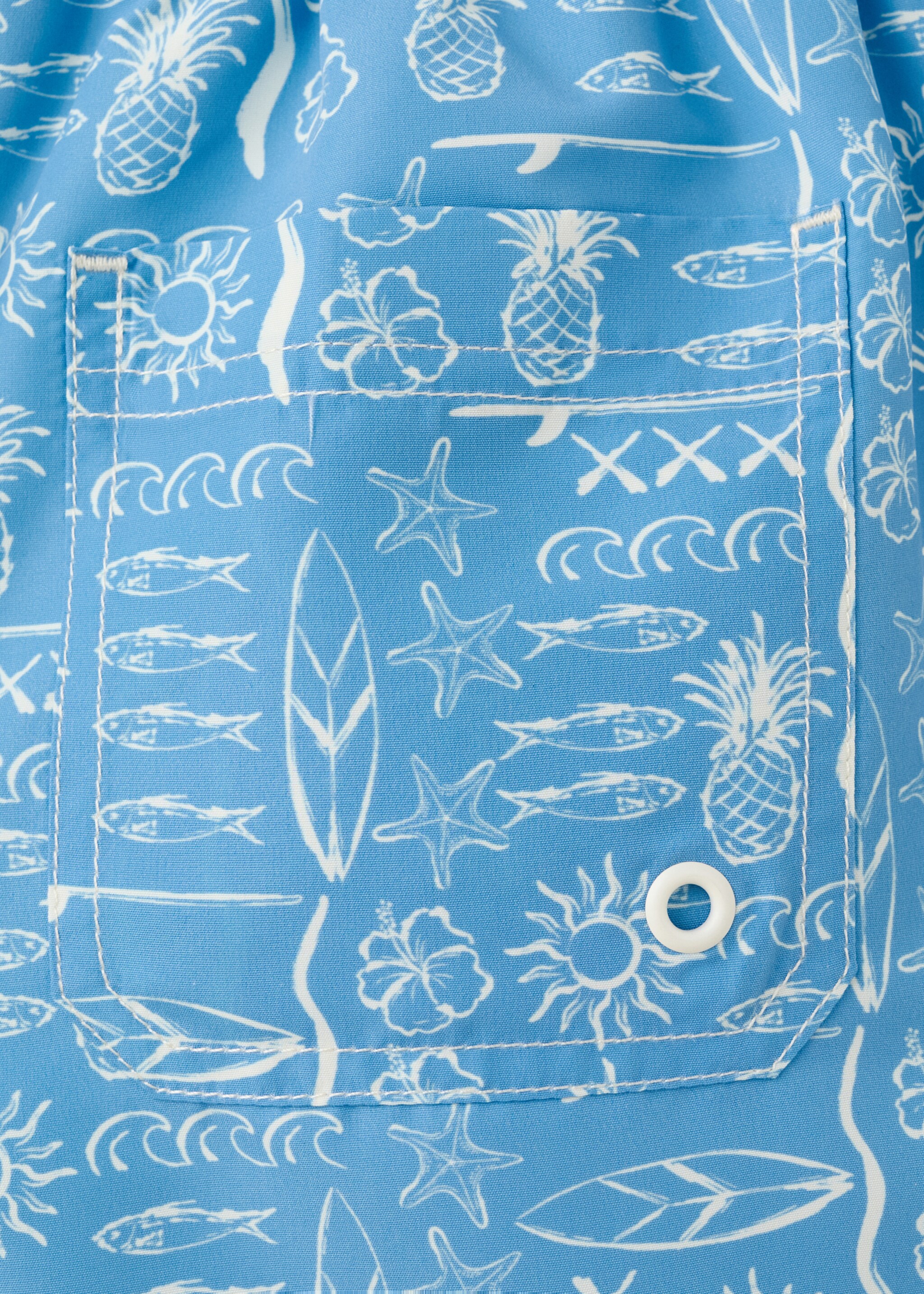 Printed swimming trunks - Details of the article 0, Blue. Ref: 27007912-00.