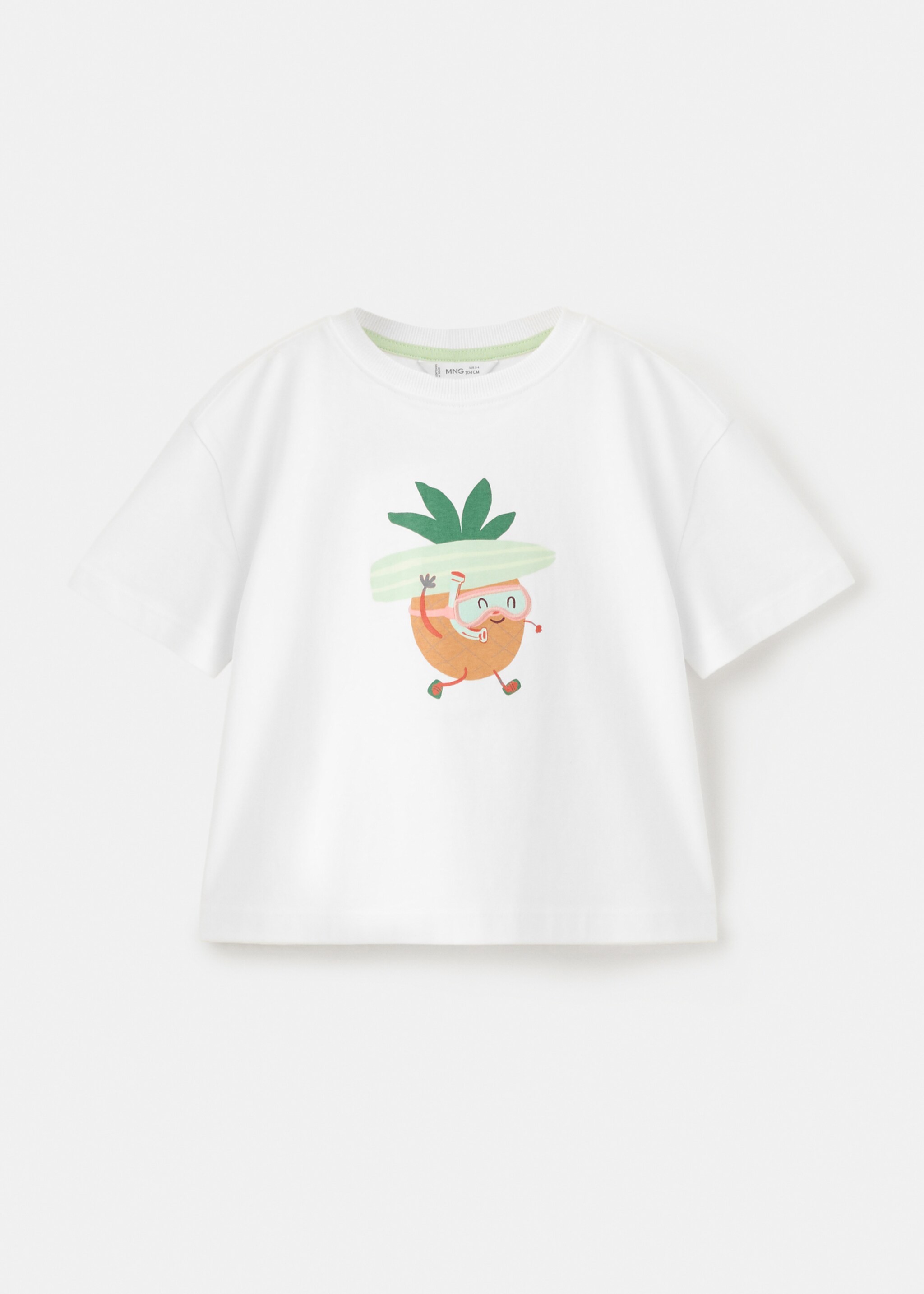 Pineapple printed cotton T-shirt - Article without model, White. Ref: 27007917-00.