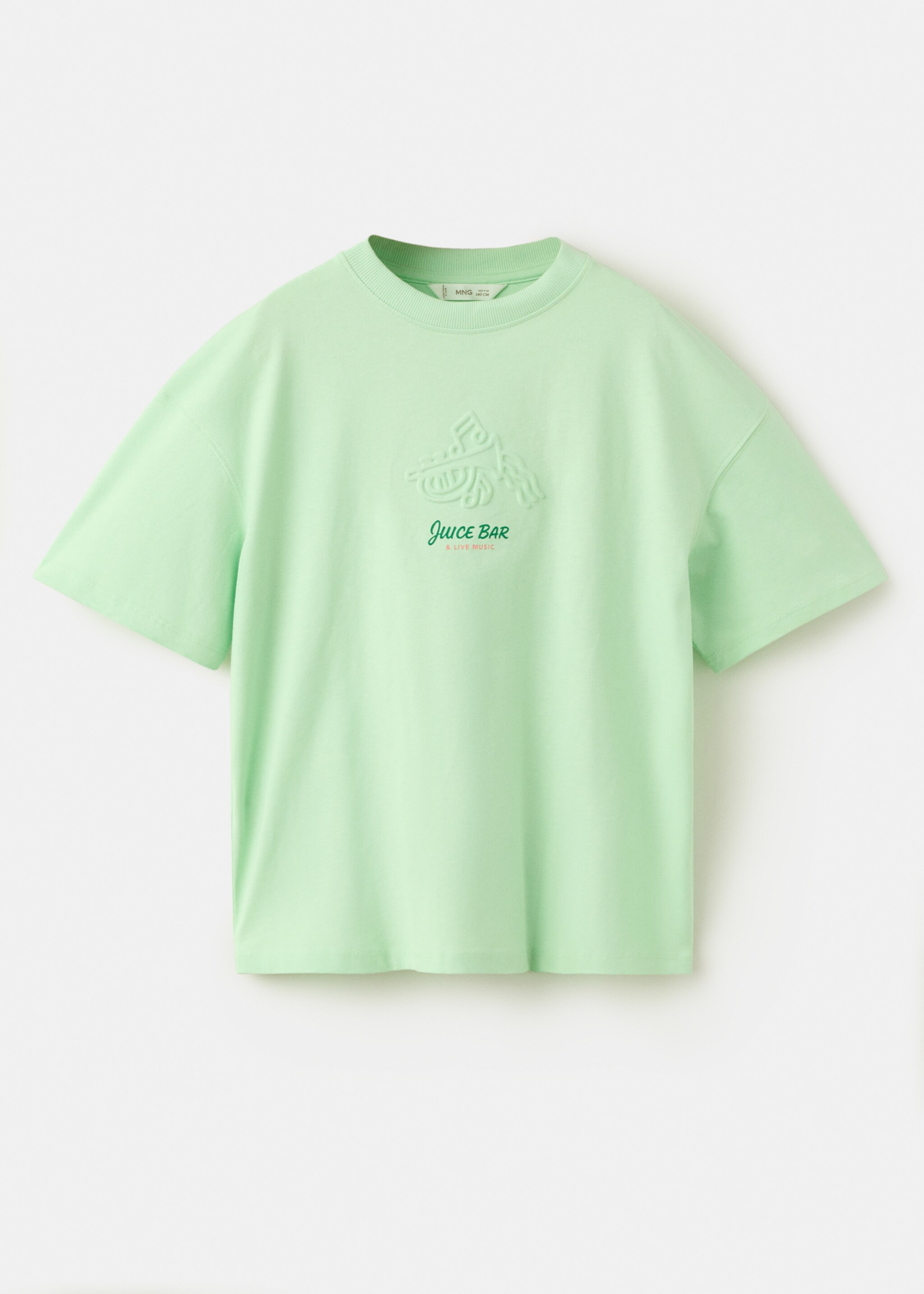 Printed cotton-blend t-shirt - Article without model, Pastel Green. Ref: 27007919-00.