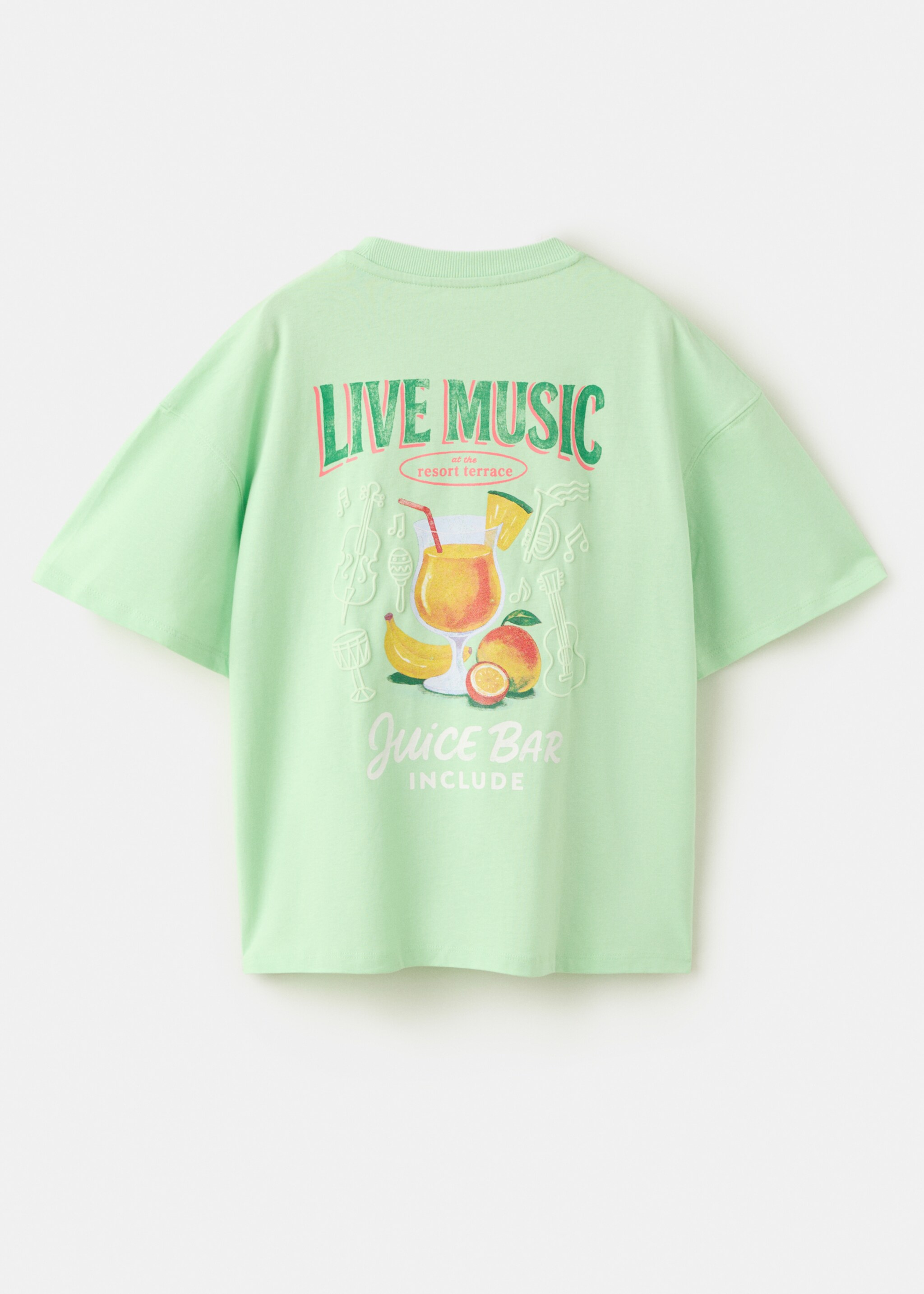 Printed cotton-blend t-shirt - Reverse of the article, Pastel Green. Ref: 27007919-00.