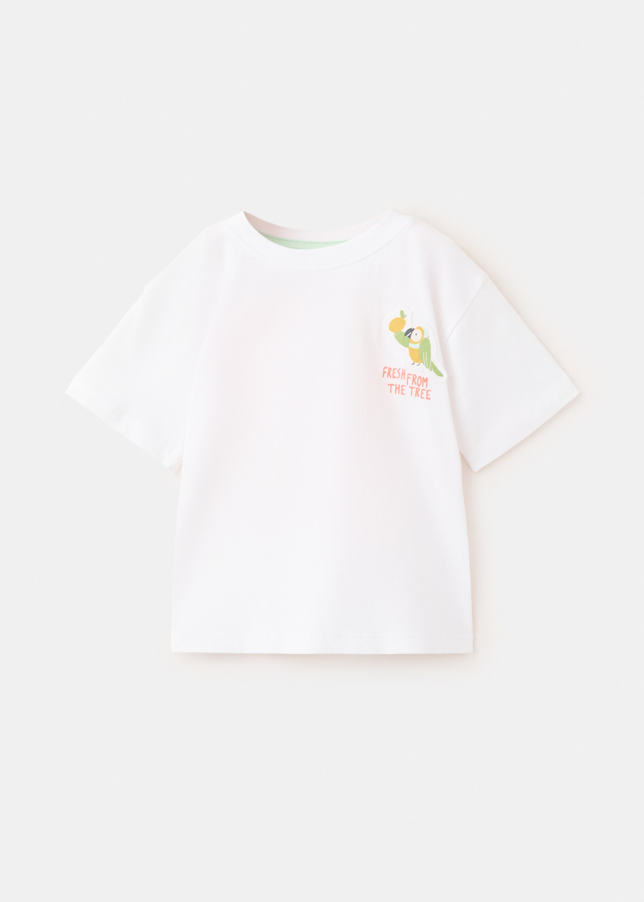 Embroidered detail cotton T-shirt - Article without model, White. Ref: 27007927-00.