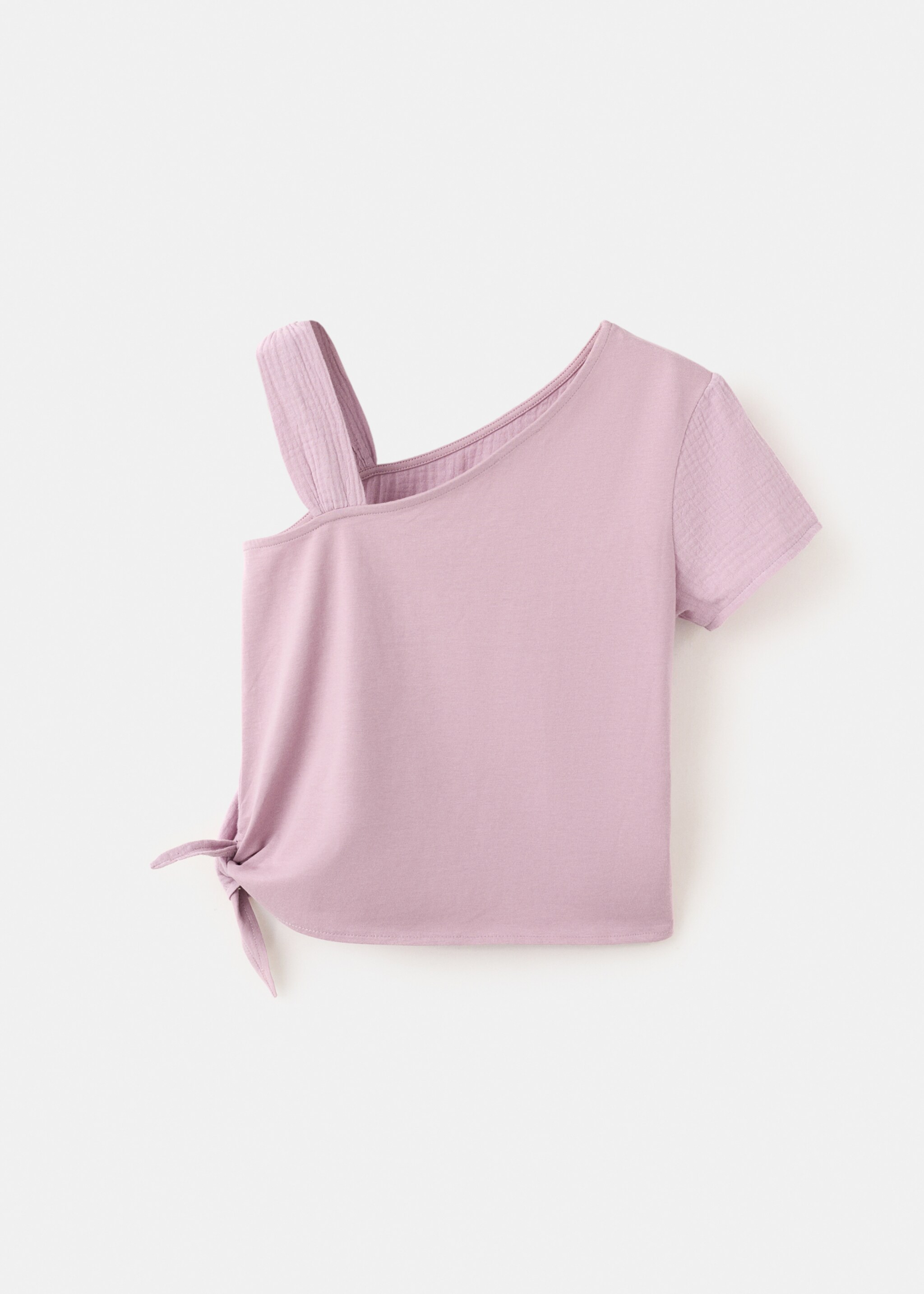 One-shoulder detail T-shirt - Reverse of the article, Lilac. Ref: 27007930-00.