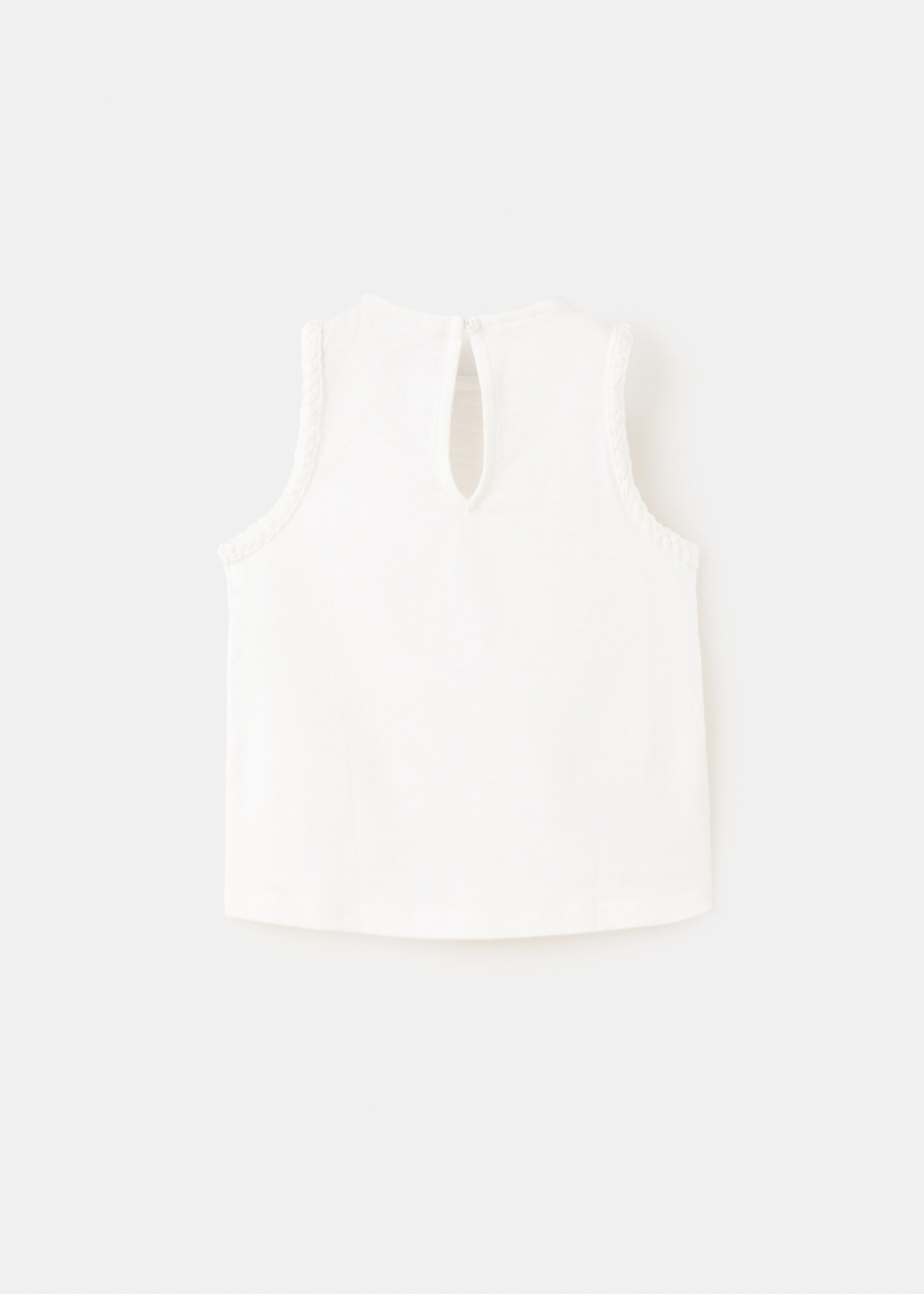 Camiseta algodón detalles trenzados - Revers de l'article, Blanc trencat. Ref: 27007934-00.