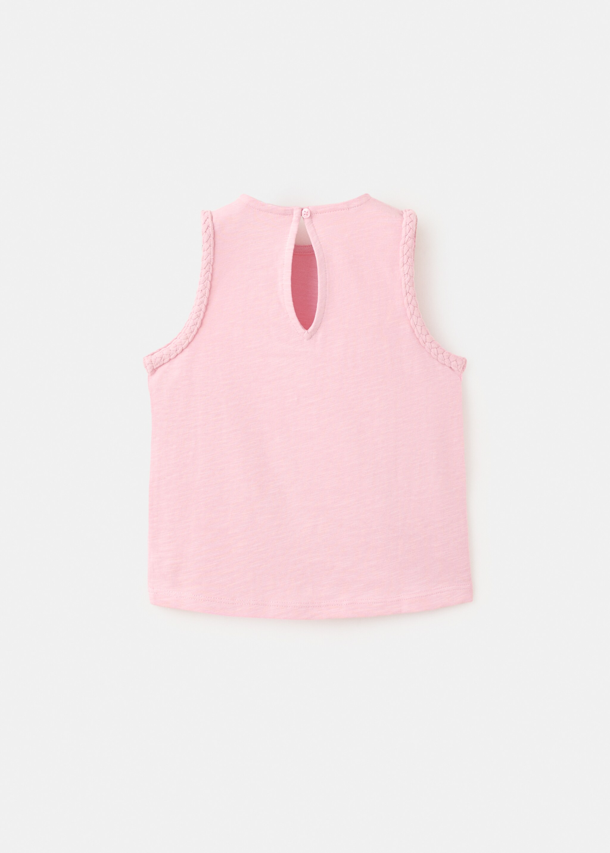 Camiseta algodón detalles trenzados - Reverso del artículo, Rosa. Ref: 27007934-00.