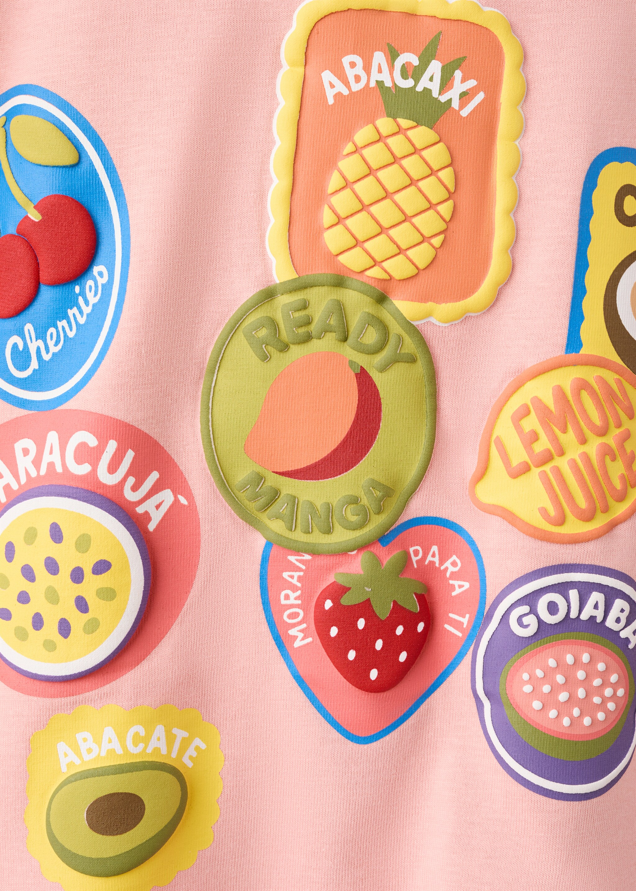 Fruit print t-shirt - Details of the article 0, Pastel Orange. Ref: 27007940-00.