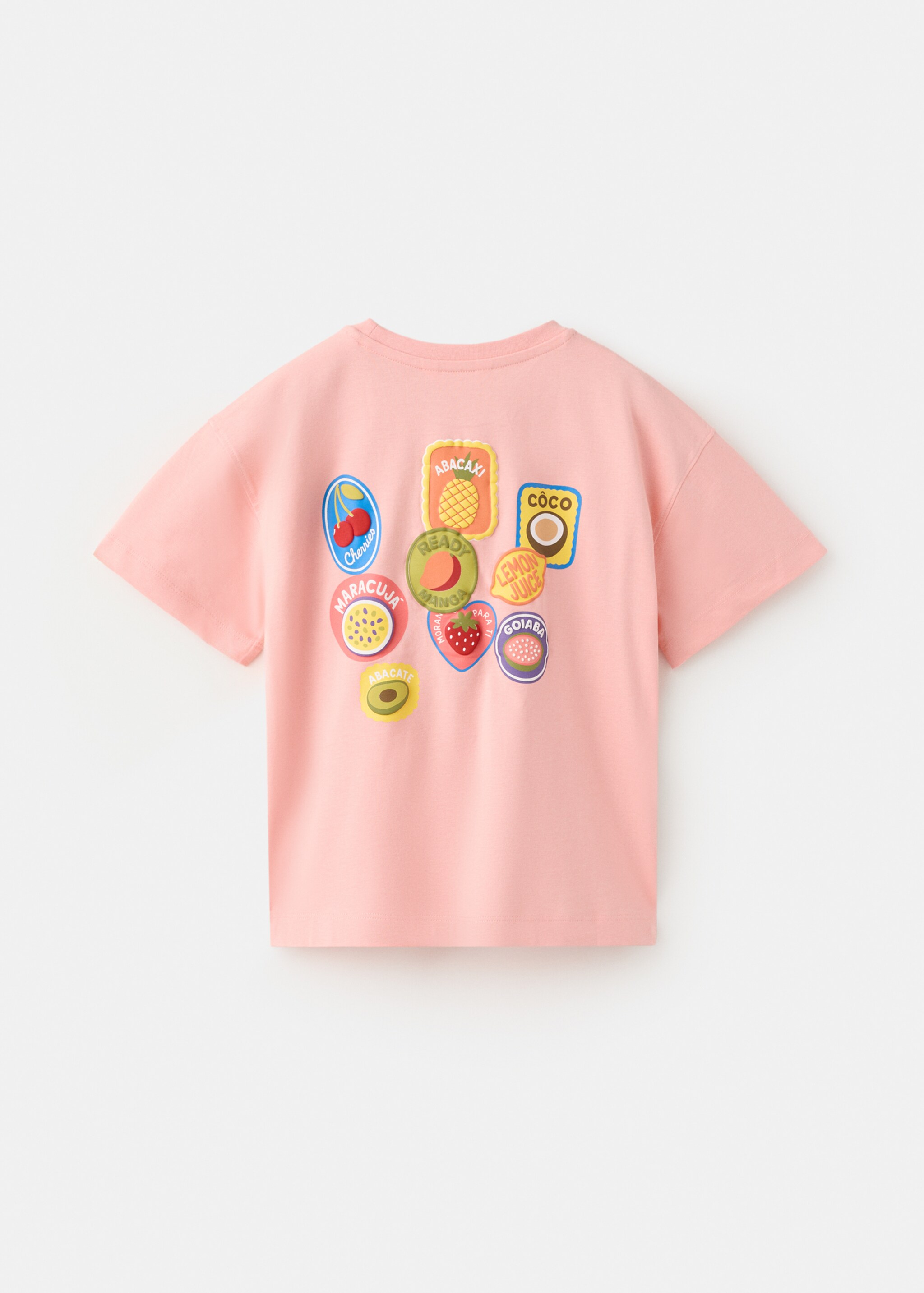 Fruit print t-shirt - Reverse of the article, Pastel Orange. Ref: 27007940-00.