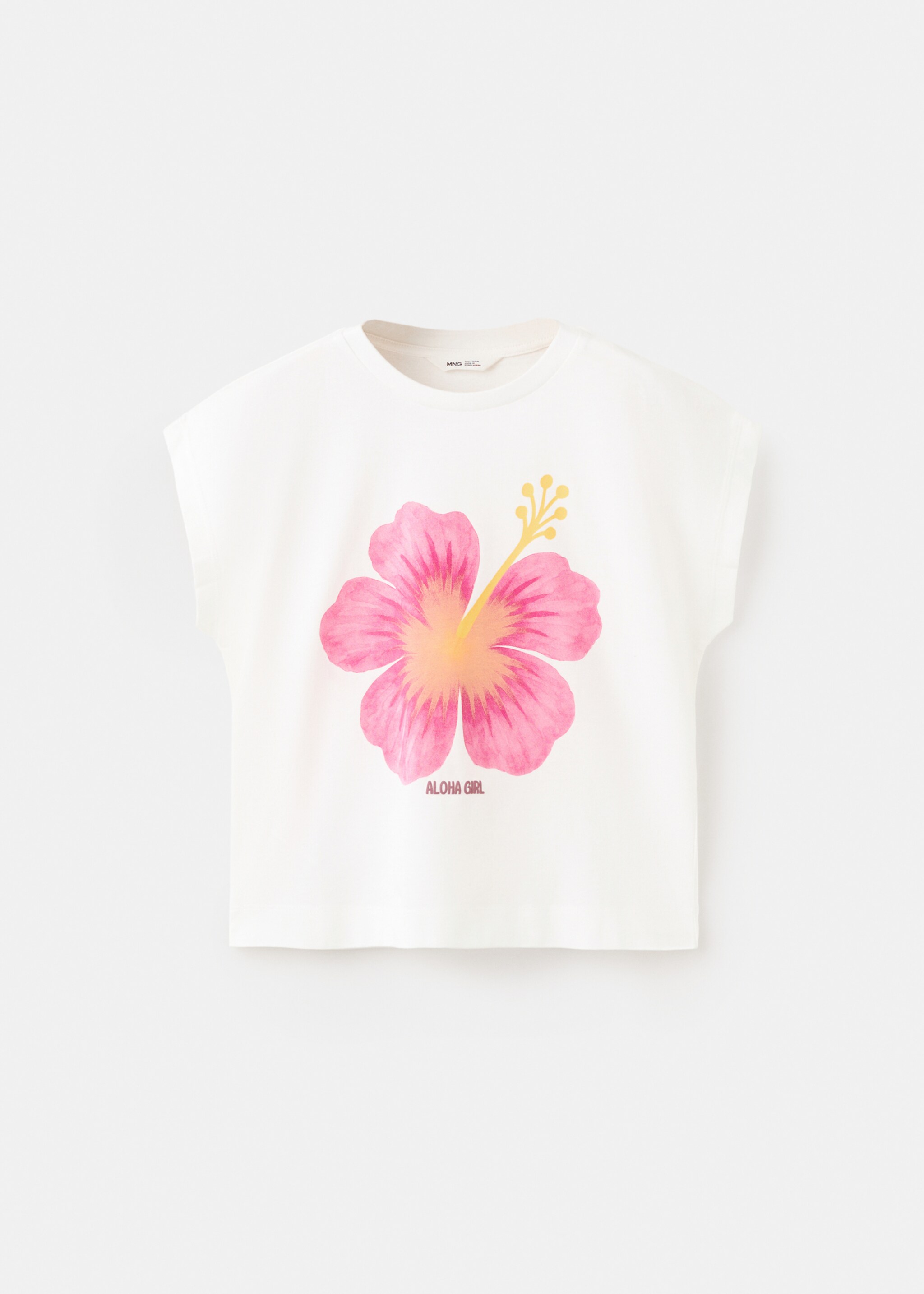 Floral-print cotton t-shirt - Article without model, Off White. Ref: 27007945-00.