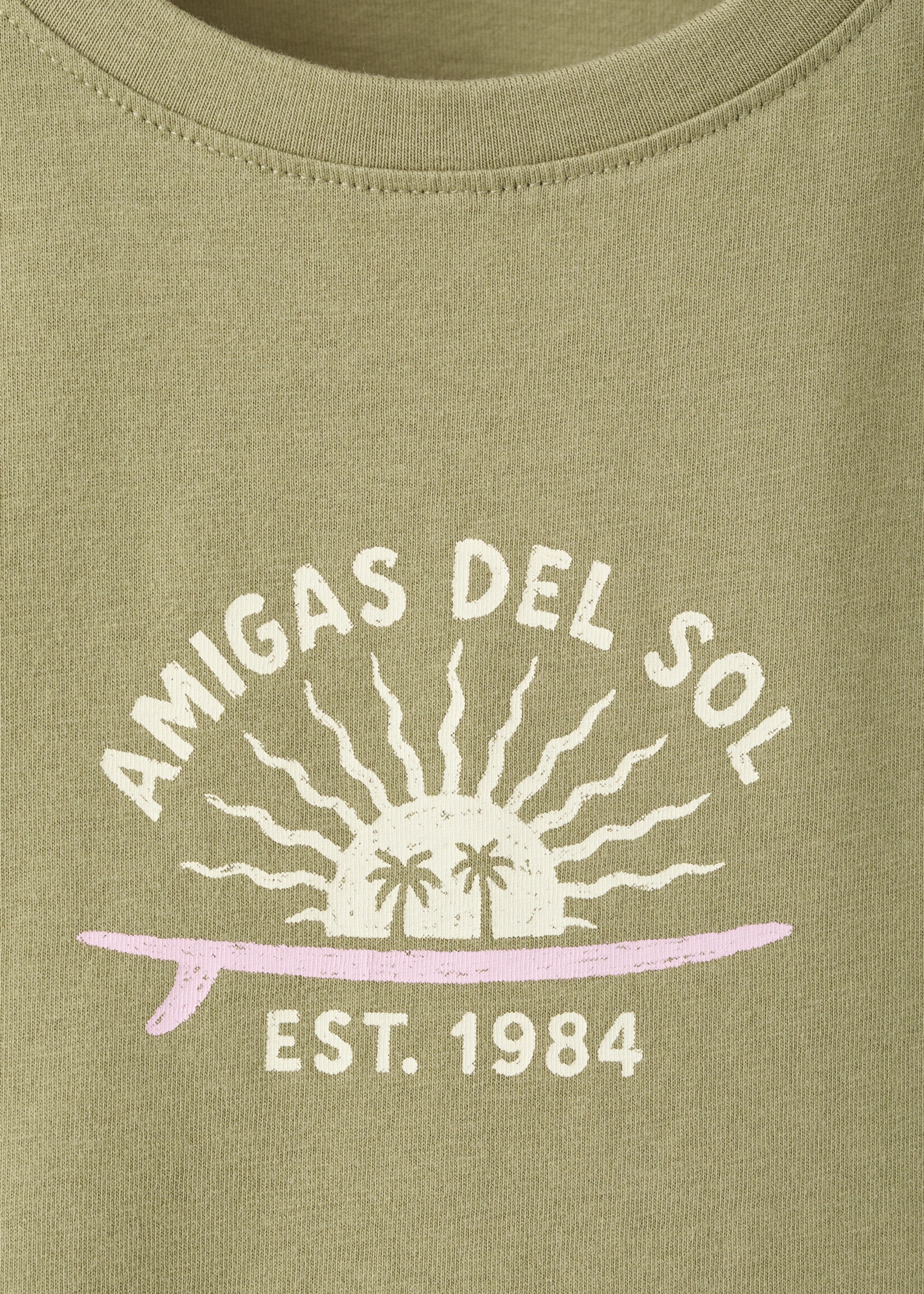 Printed cotton-blend t-shirt - Details of the article 8, Medium Green. Ref: 27007946-00.