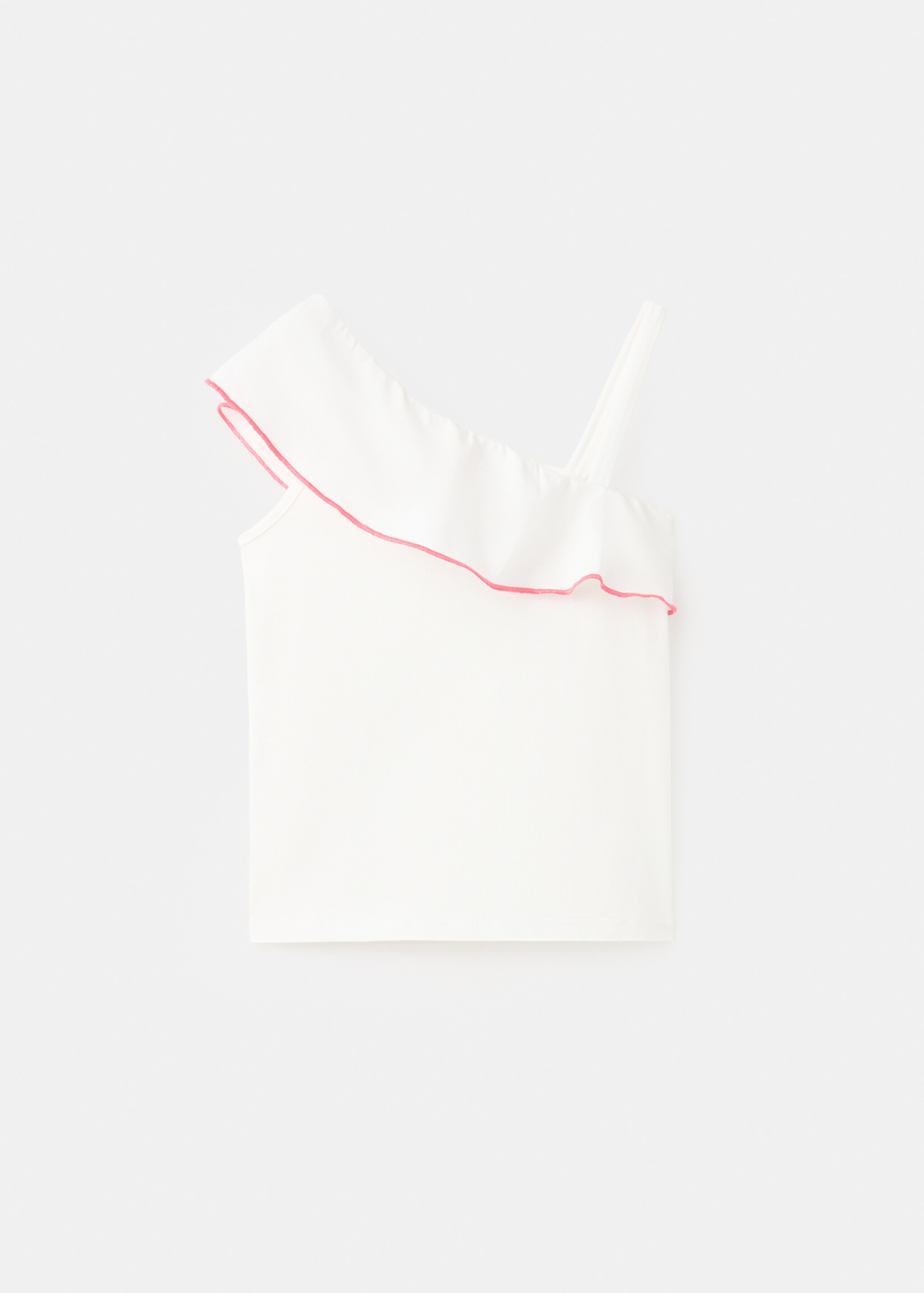 Contrast ruffle T-shirt - Article without model, Off White. Ref: 27007951-00.