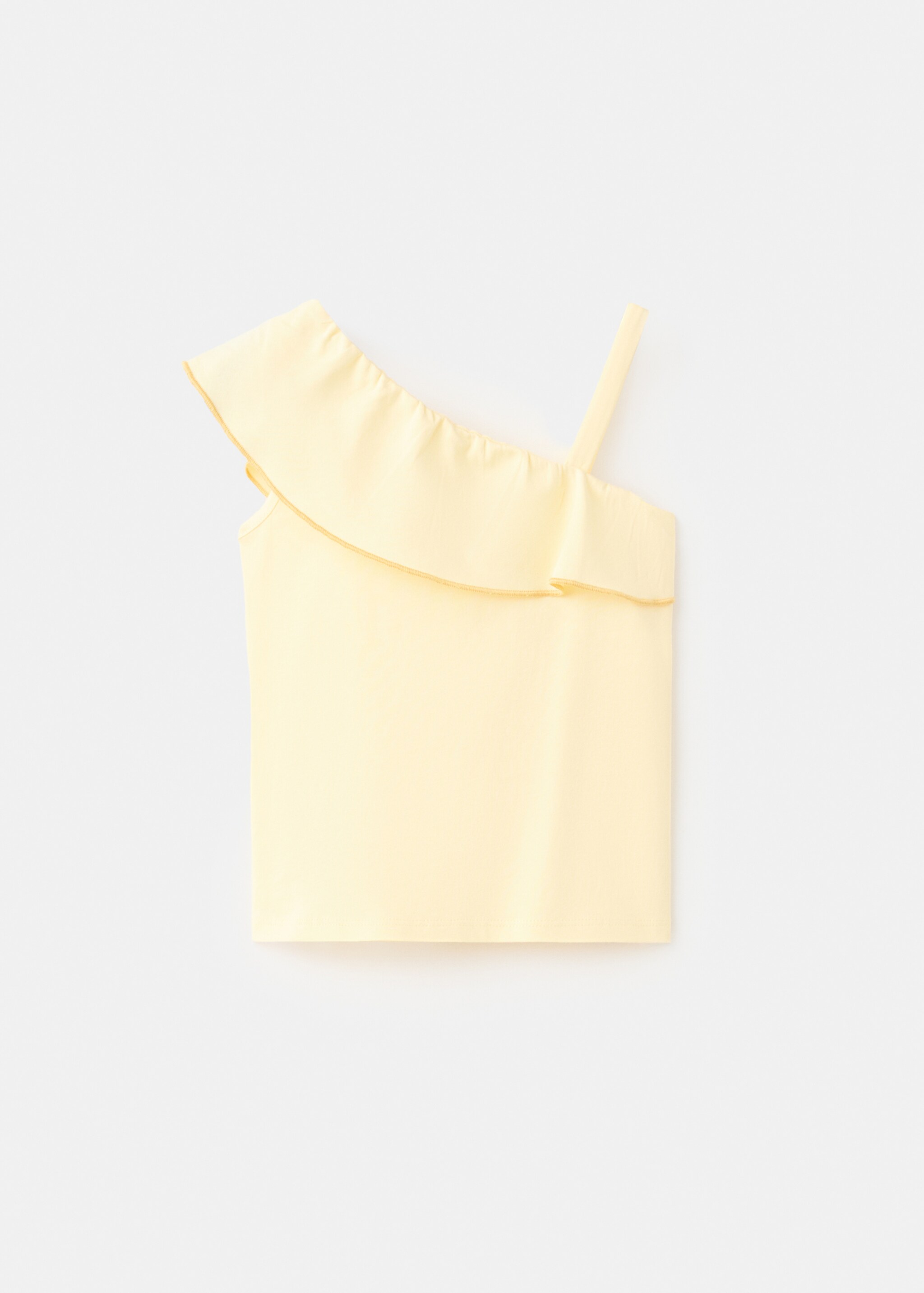 Contrast ruffle T-shirt - Article without model, Pastel Yellow. Ref: 27007951-00.
