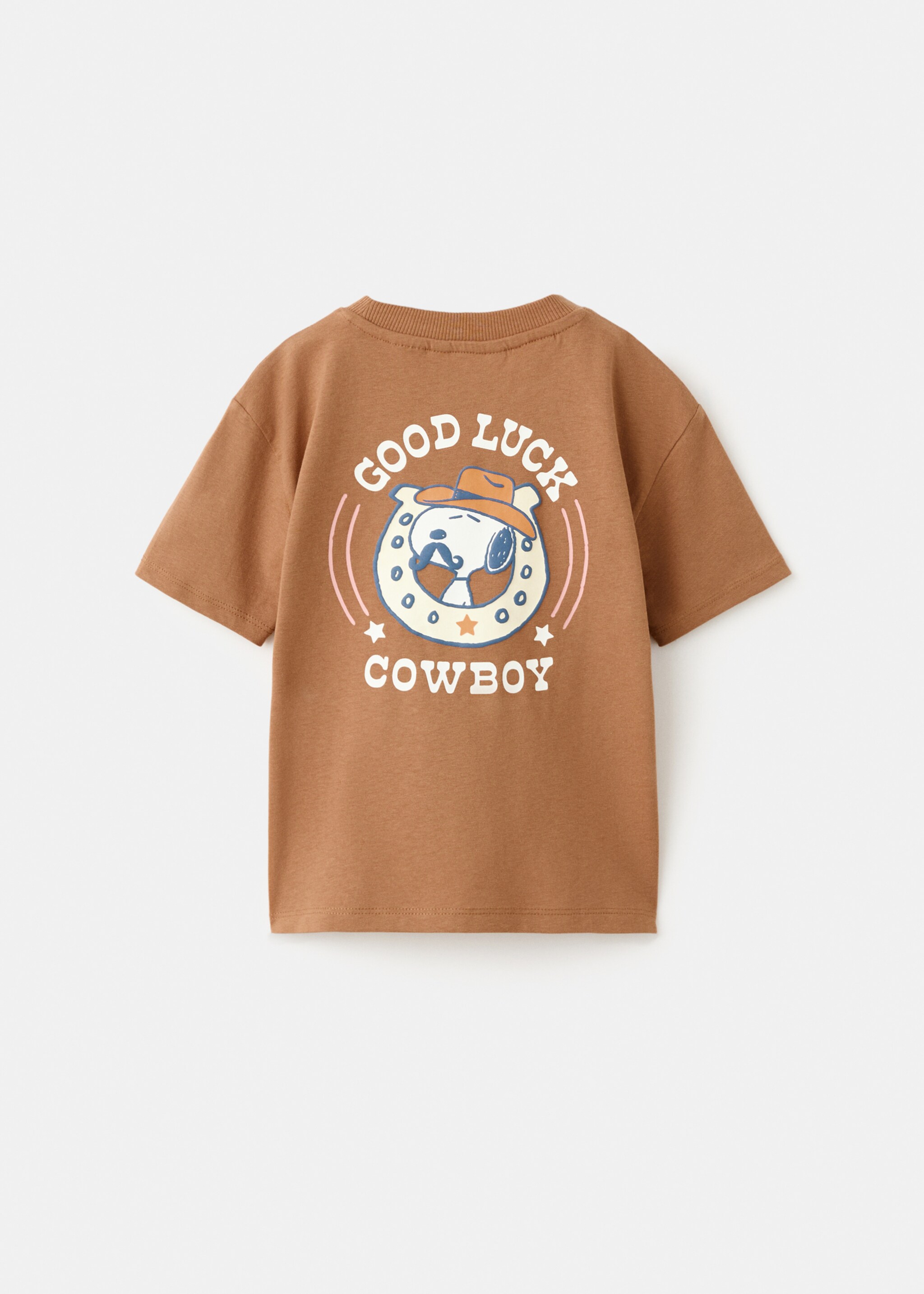 Printed cotton-blend t-shirt - Reverse of the article, Tobacco Brown. Ref: 27008276-00.