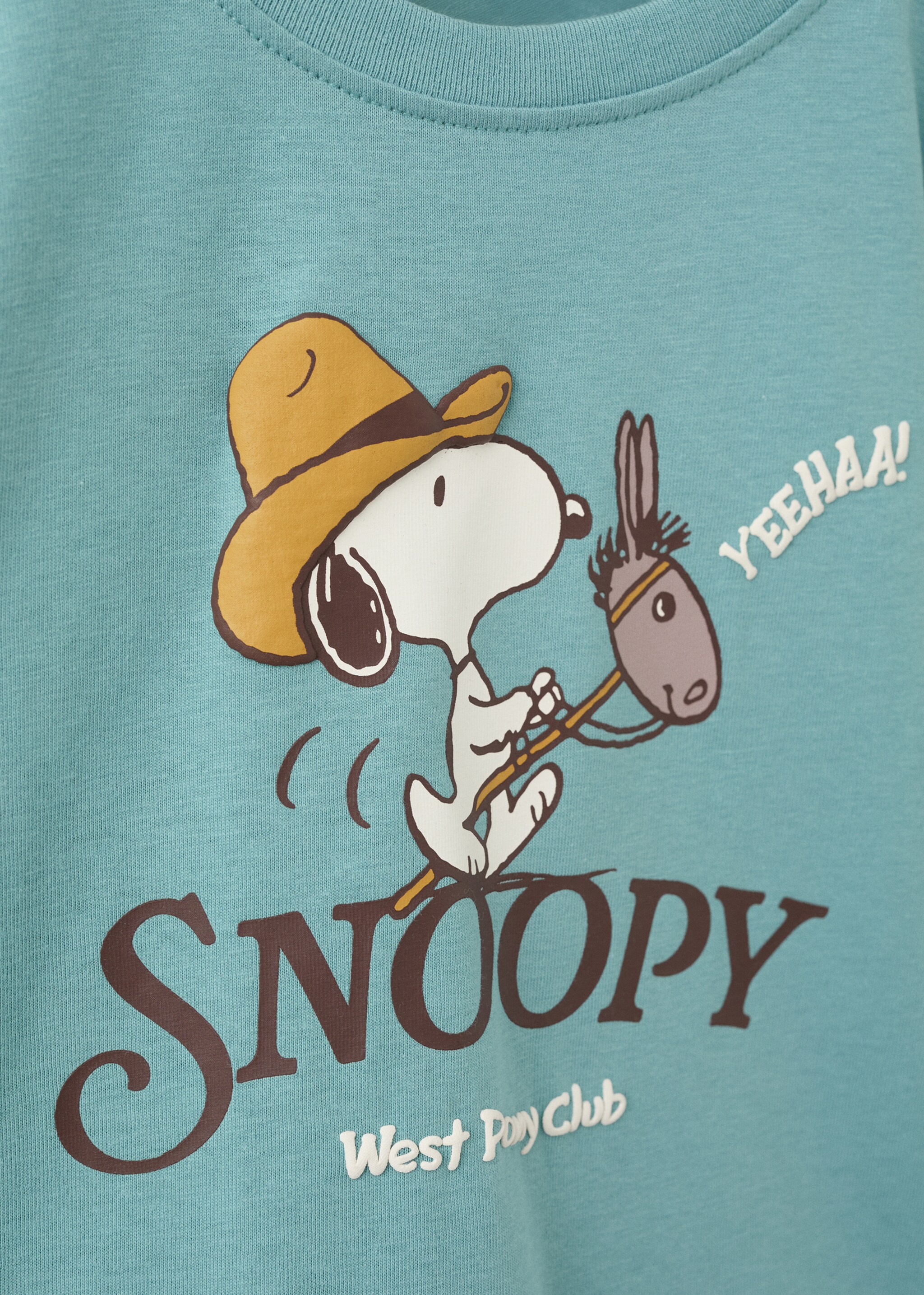 Snoopy cotton T-shirt - Details of the article 8, Turquoise. Ref: 27008277-00.