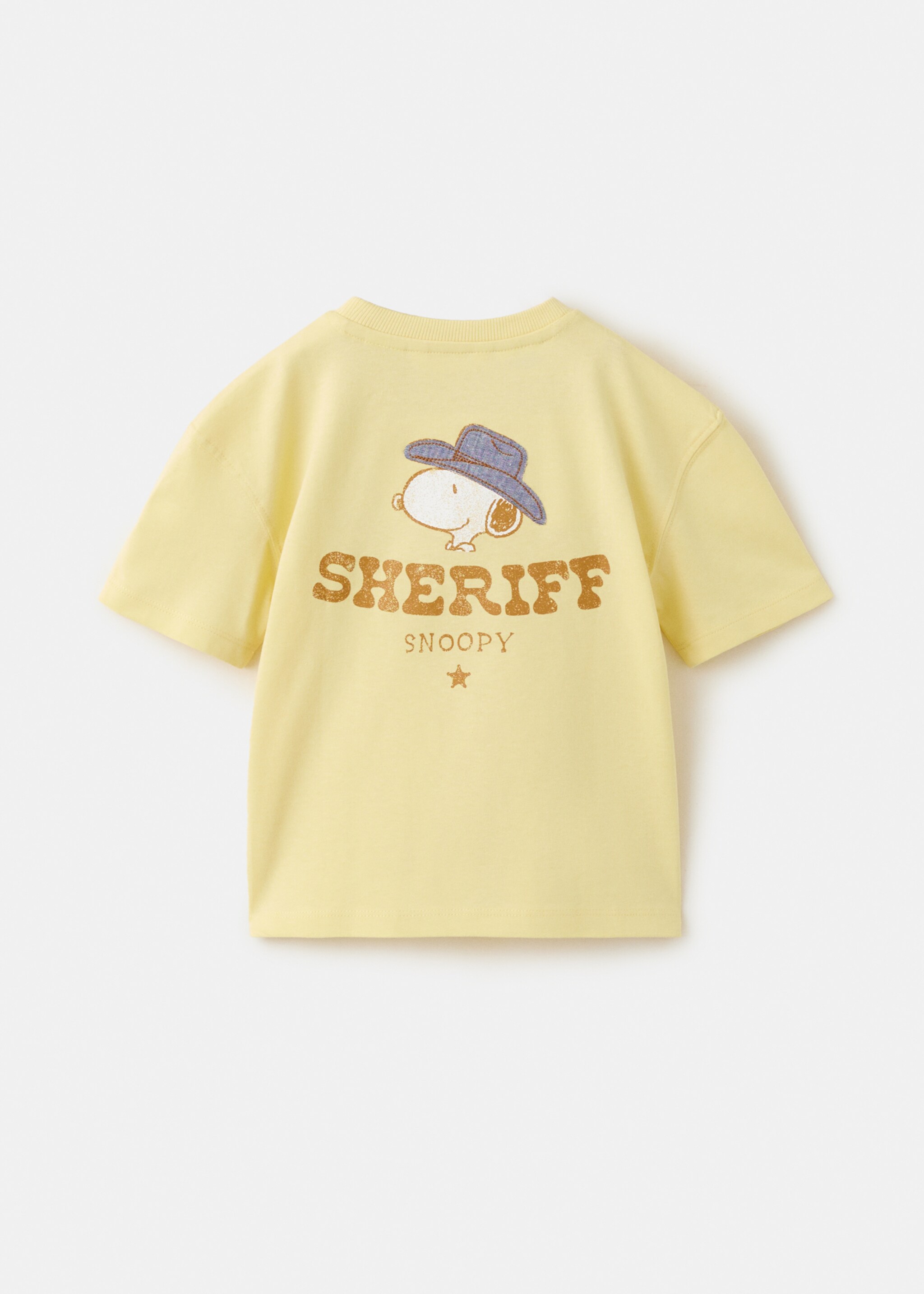 Snoopy cotton T-shirt - Reverse of the article, Pastel Yellow. Ref: 27008278-00.
