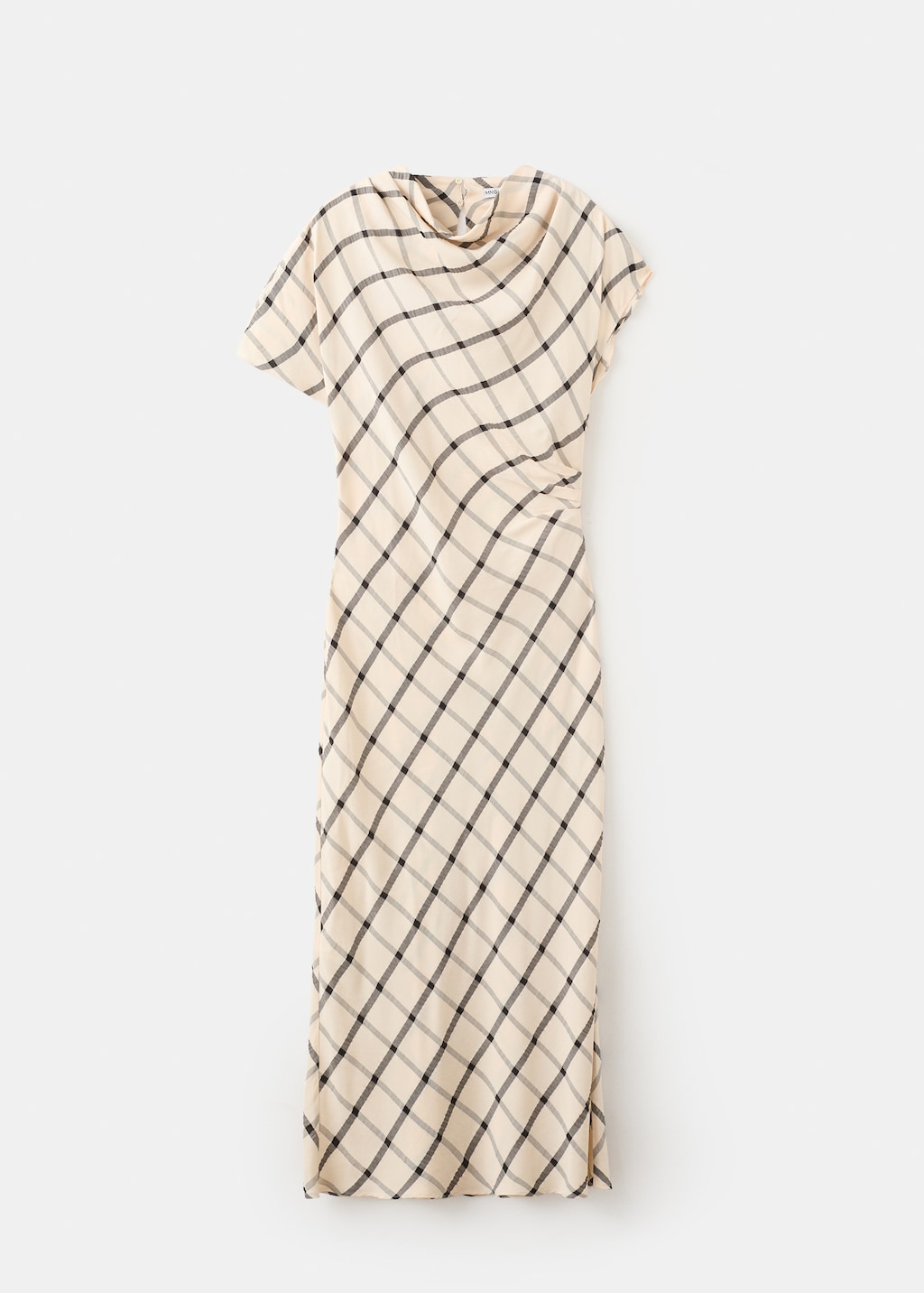 Checked dress with draped neckline - image 2