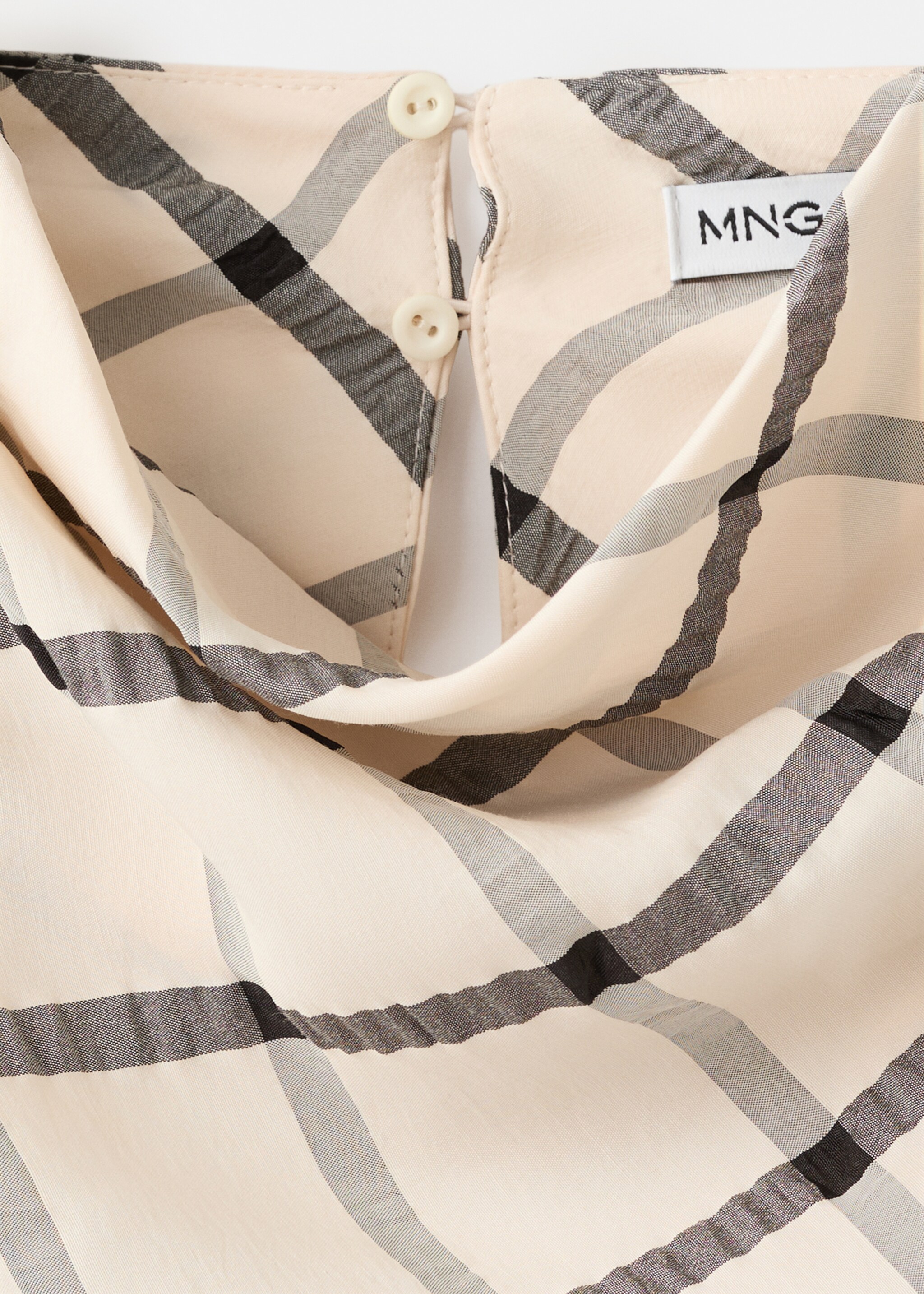 فستان بنقشة مربعات وياقة درابية - تفاصيل المنتج 8, بيج فاتح. Ref: 27009100-00.