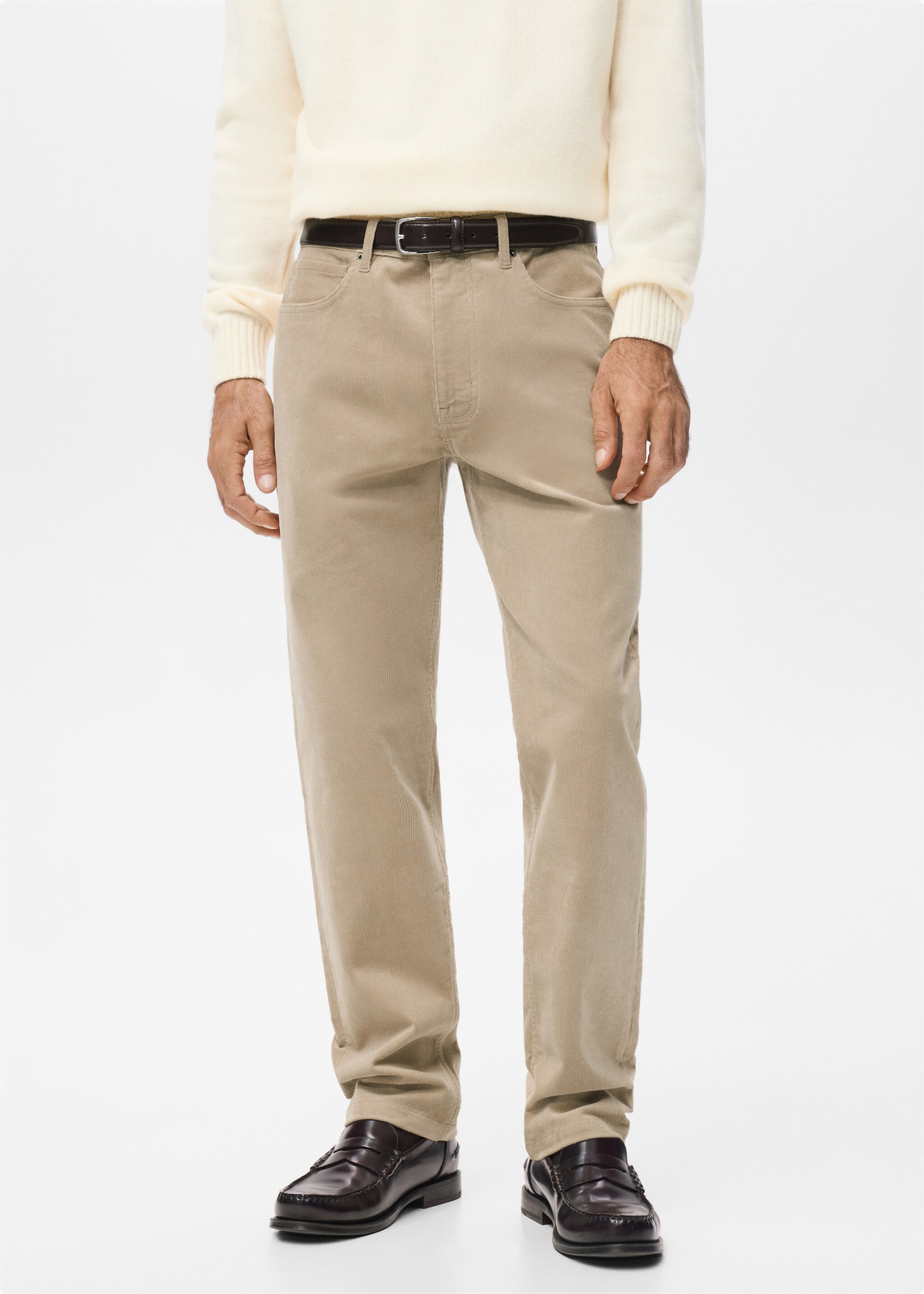 Corduroy regular-fit trousers - Medium plane, Sand. Ref: 27011192-00.
