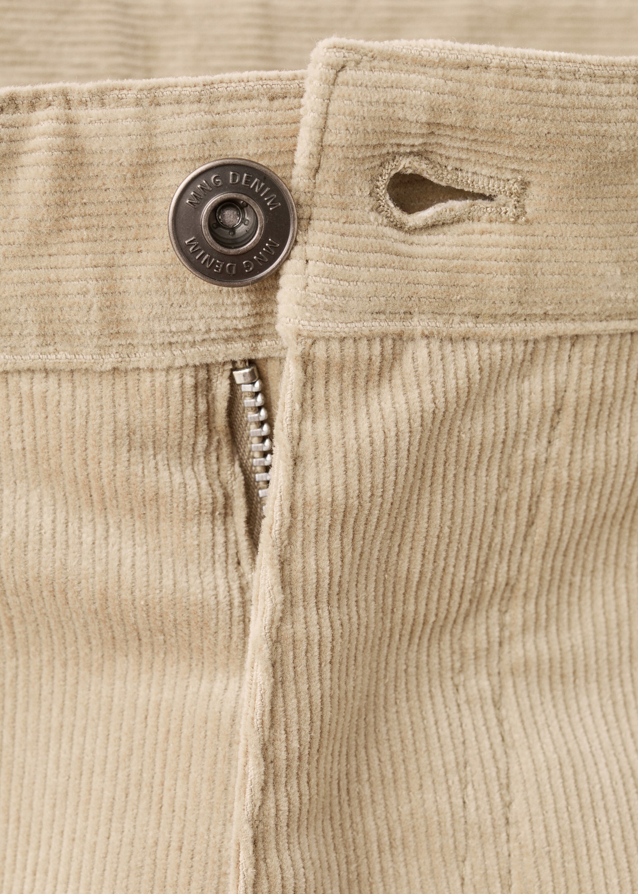 Corduroy regular-fit trousers - Details of the article 8, Sand. Ref: 27011192-00.