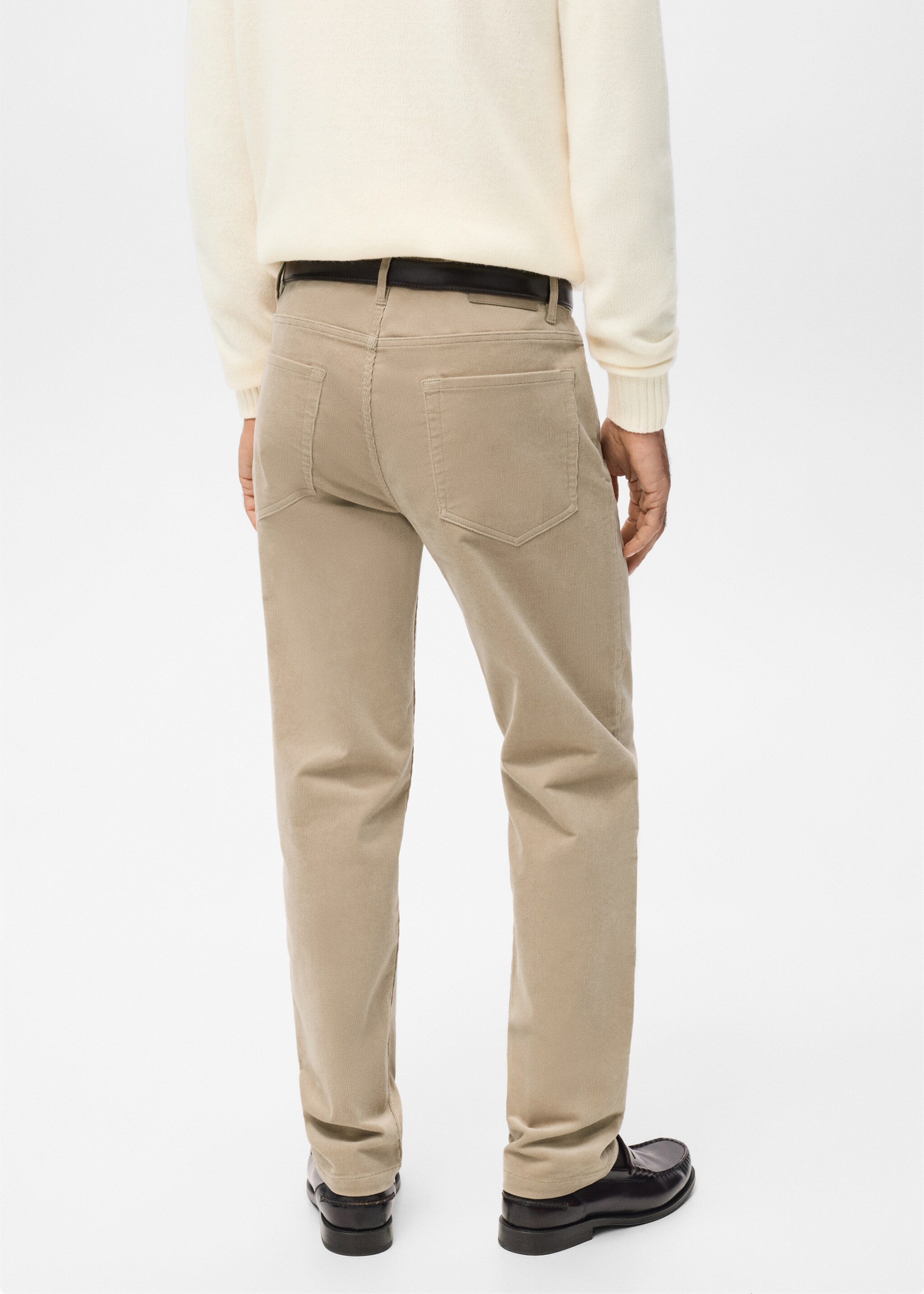 Corduroy regular-fit trousers - Reverse of the article, Sand. Ref: 27011192-00.