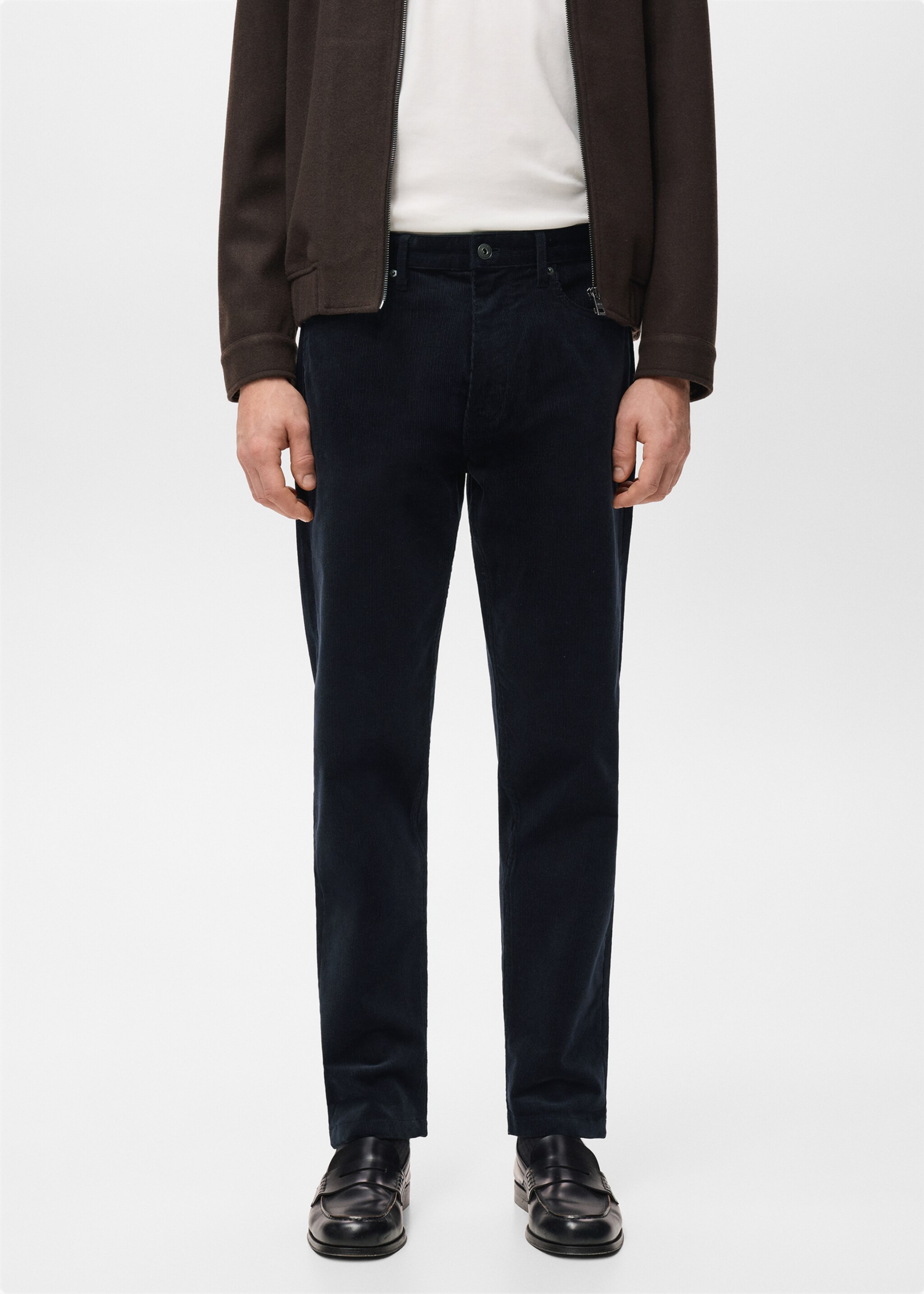 Corduroy regular-fit trousers - Medium plane, Night Blue. Ref: 27011192-00.