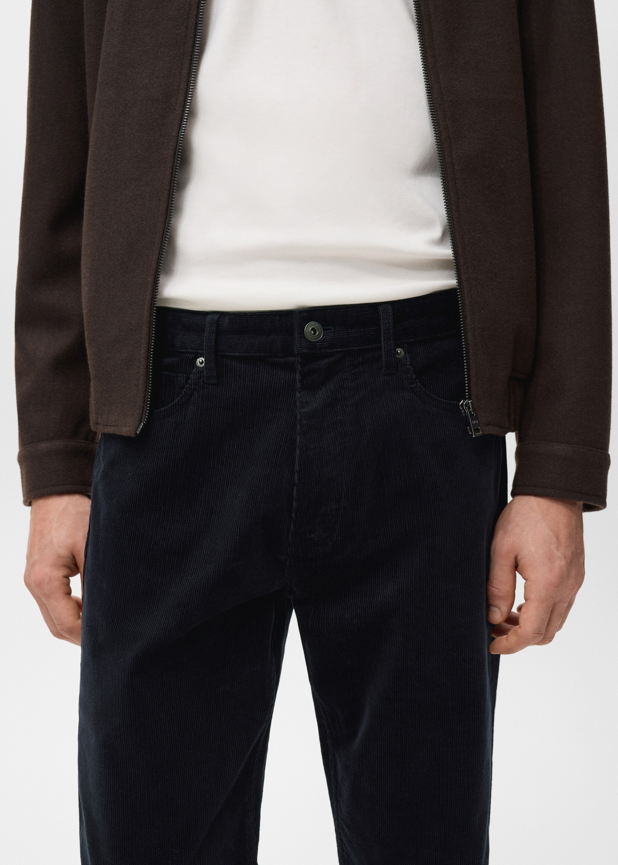 Corduroy regular-fit trousers - Details of the article 1, Night Blue. Ref: 27011192-00.