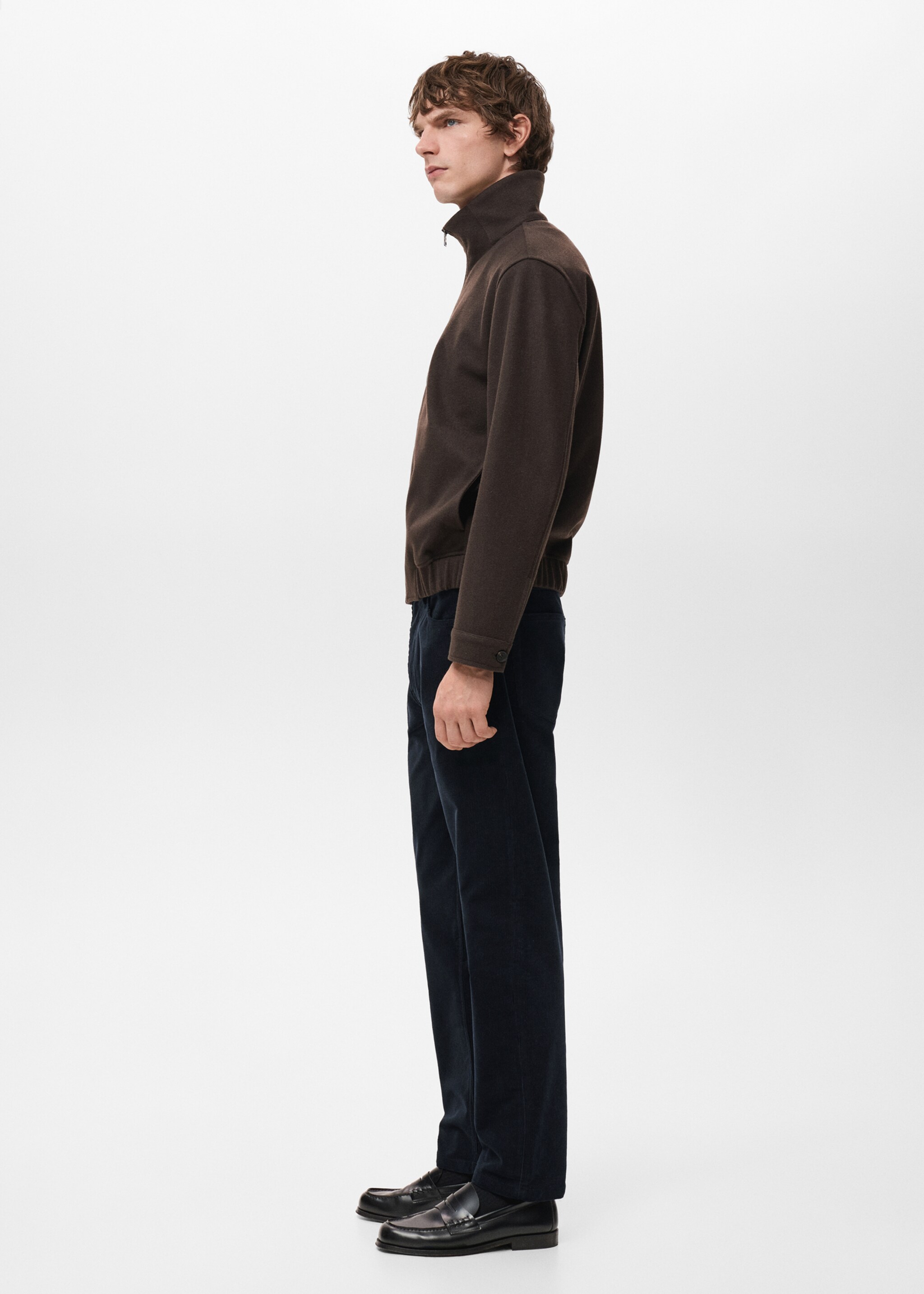 Corduroy regular-fit trousers - Details of the article 2, Night Blue. Ref: 27011192-00.