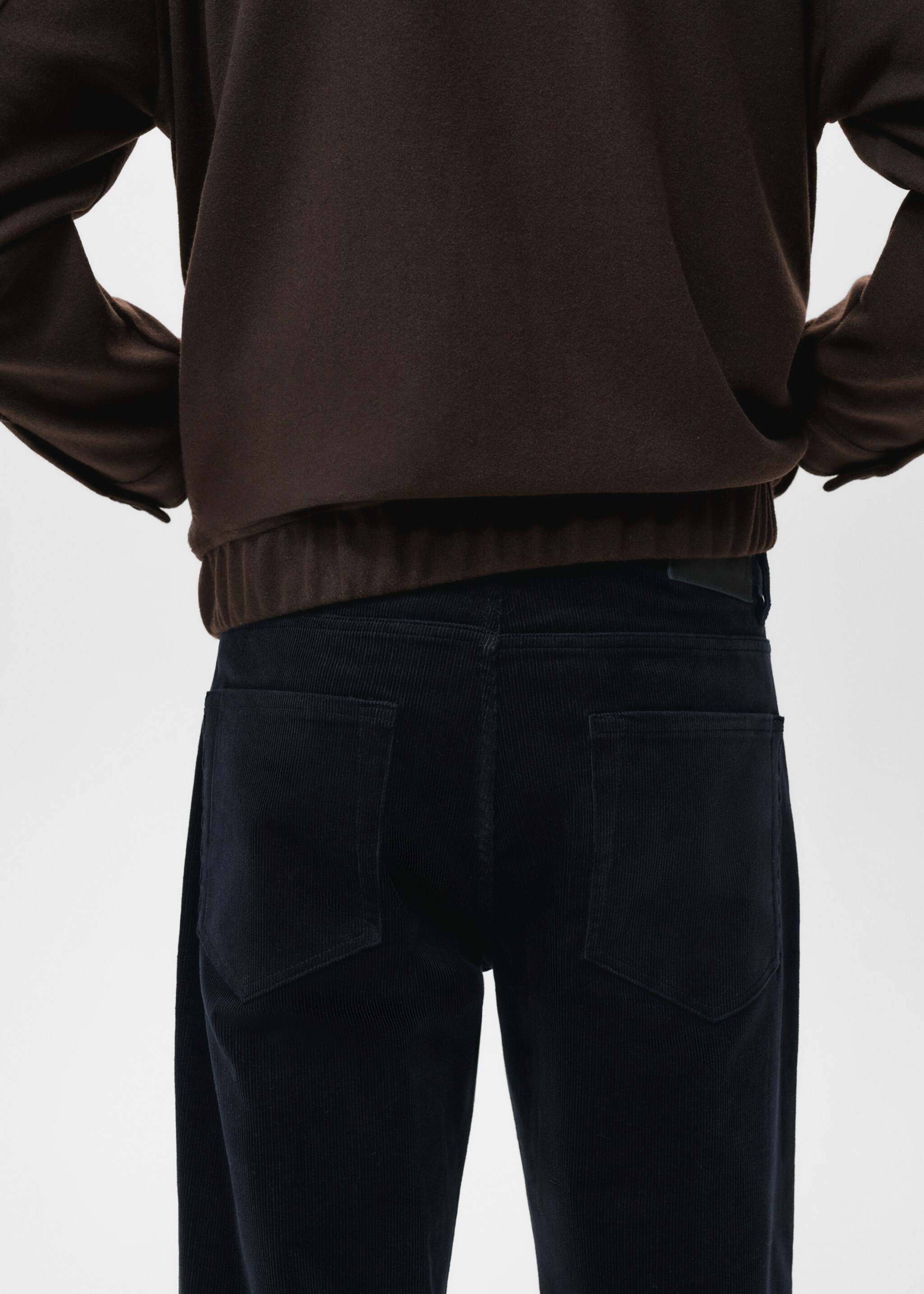 Corduroy regular-fit trousers - Details of the article 6, Night Blue. Ref: 27011192-00.
