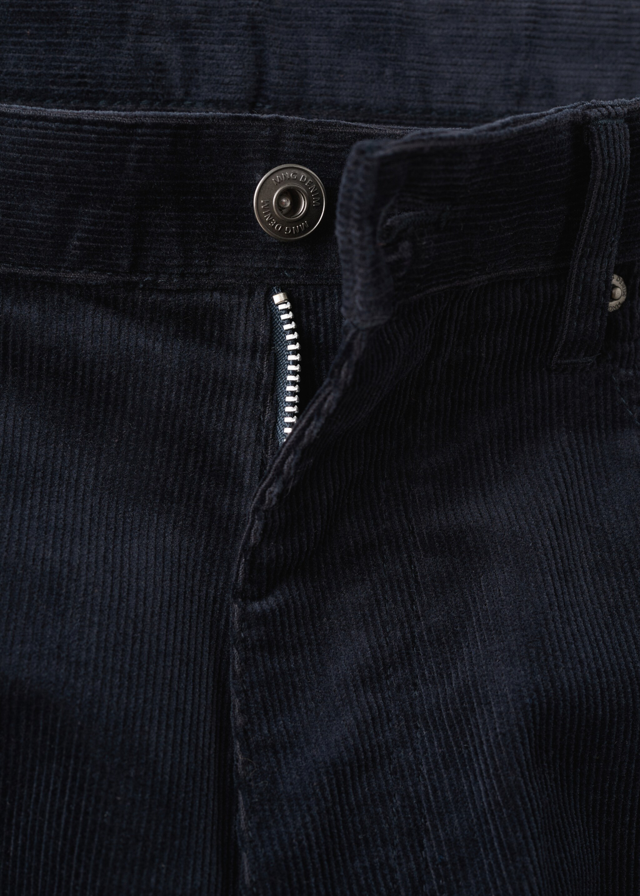 Corduroy regular-fit trousers - Details of the article 8, Night Blue. Ref: 27011192-00.