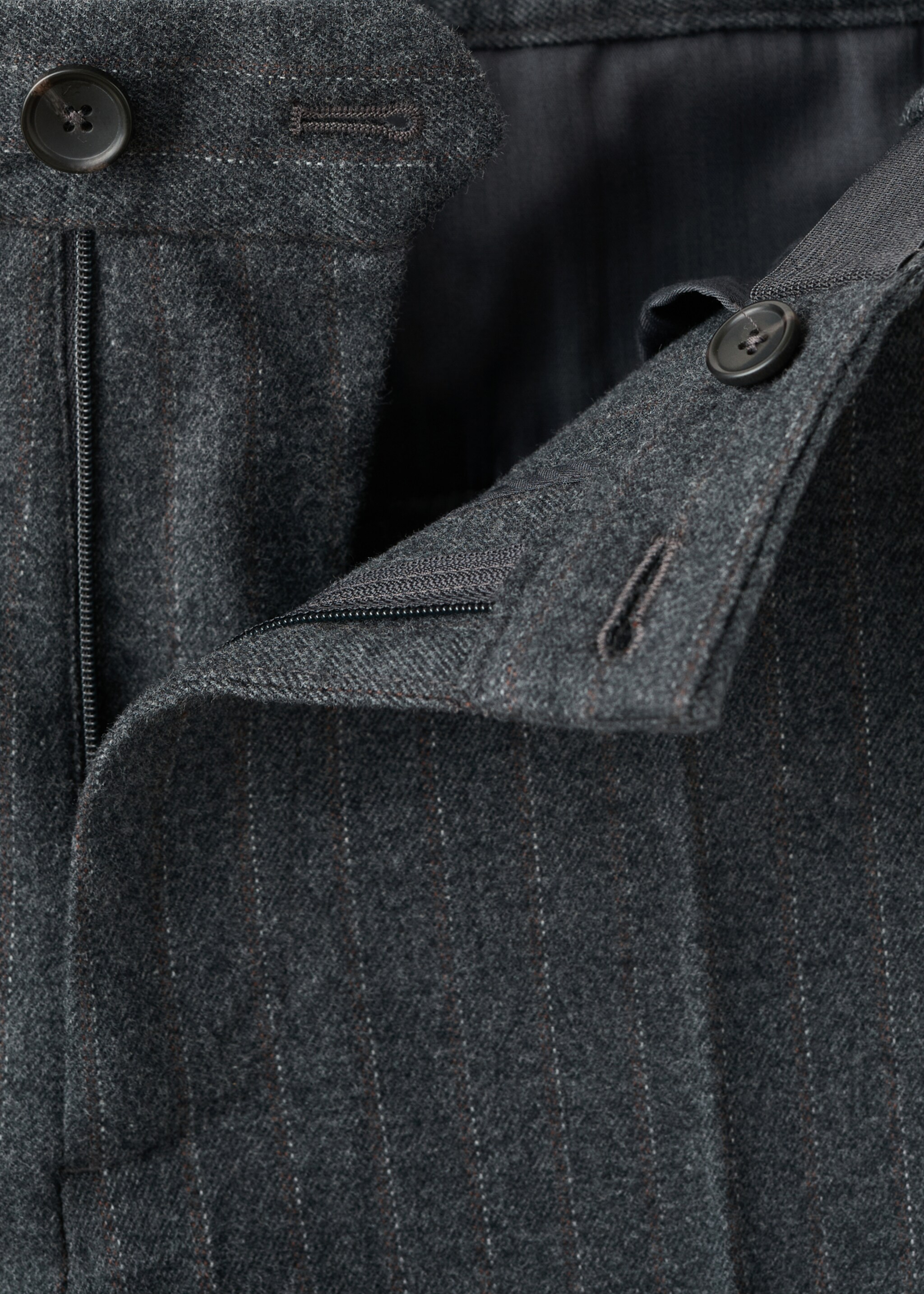 Slim-fit flannel trousers - Details of the article 0, Dark Heather Grey. Ref: 27011198-00.