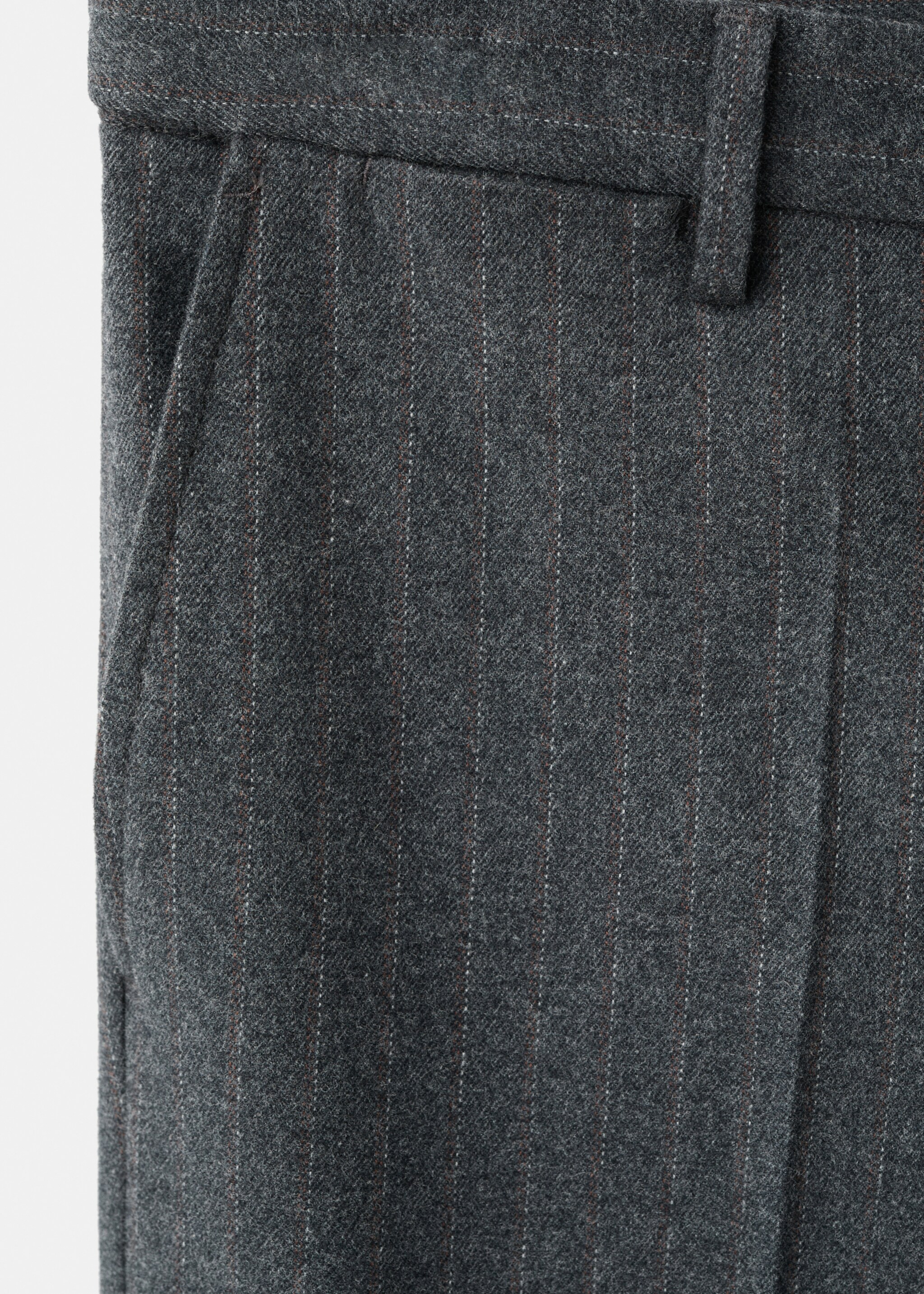 Slim-fit flannel trousers - Details of the article 8, Dark Heather Grey. Ref: 27011198-00.